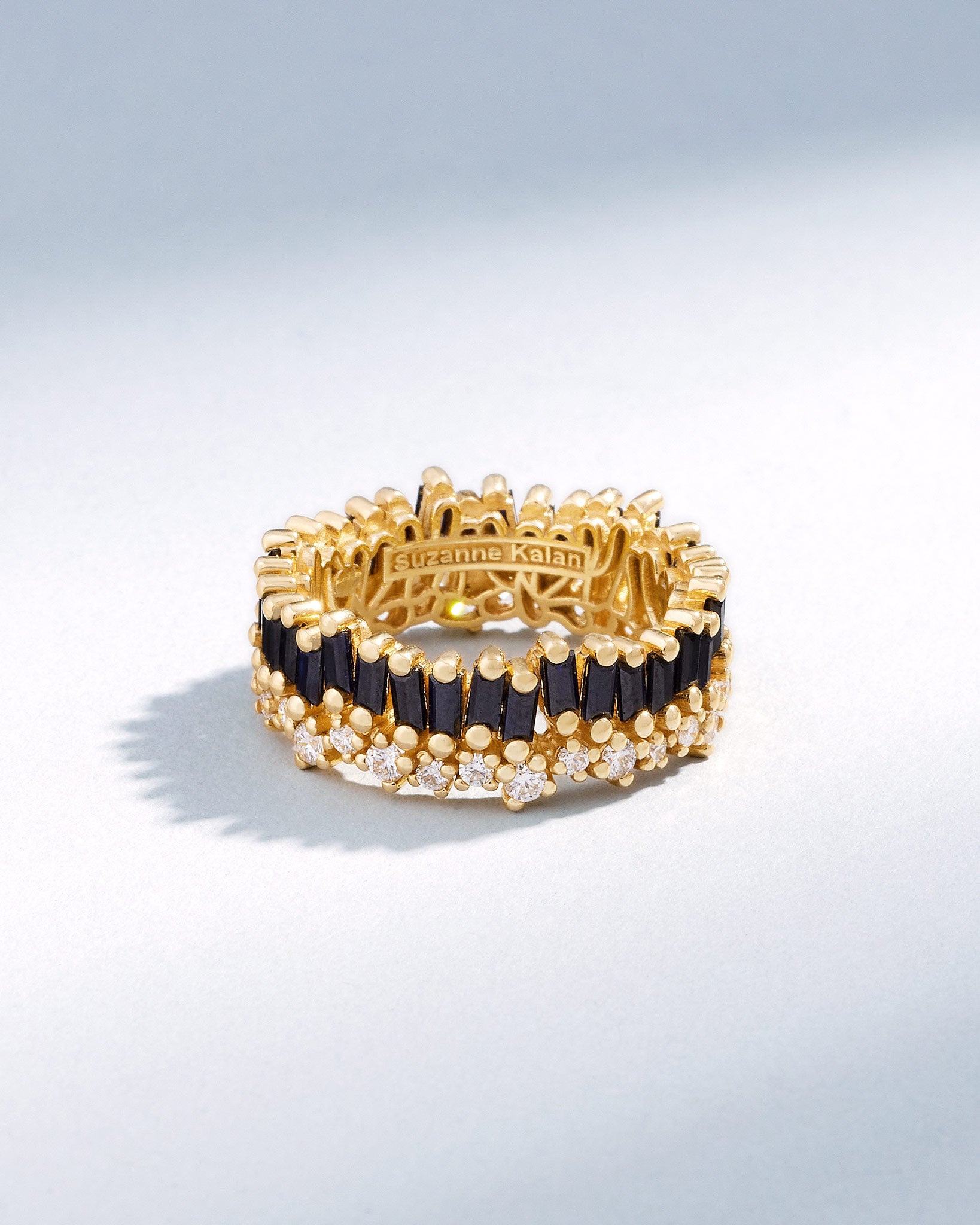 Suzanne Kalan Short Stack Black Sapphire Eternity Band in 18k yellow gold