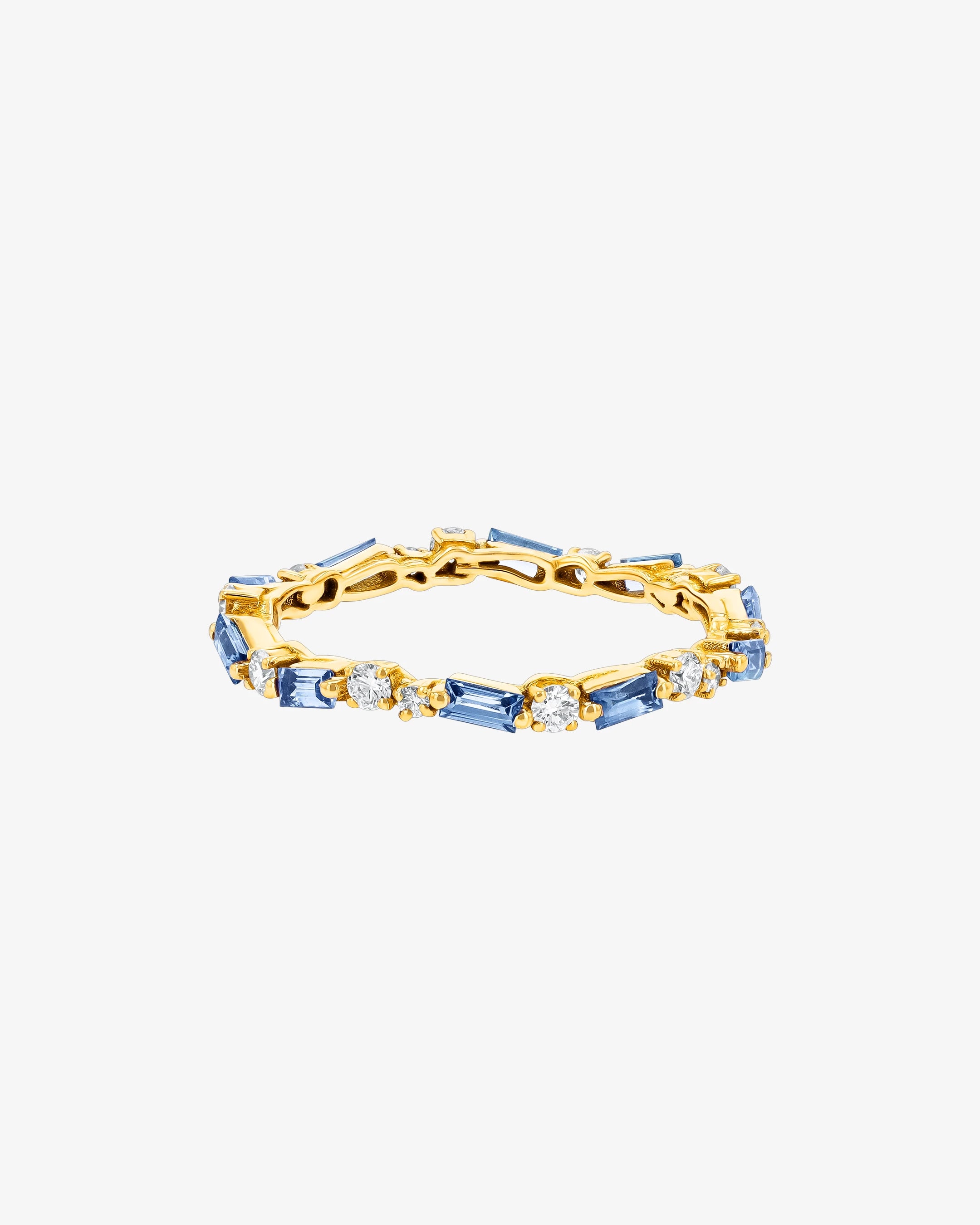 Suzanne Kalan Thin Mix Light Blue Sapphire Eternity Band in 18k yellow gold