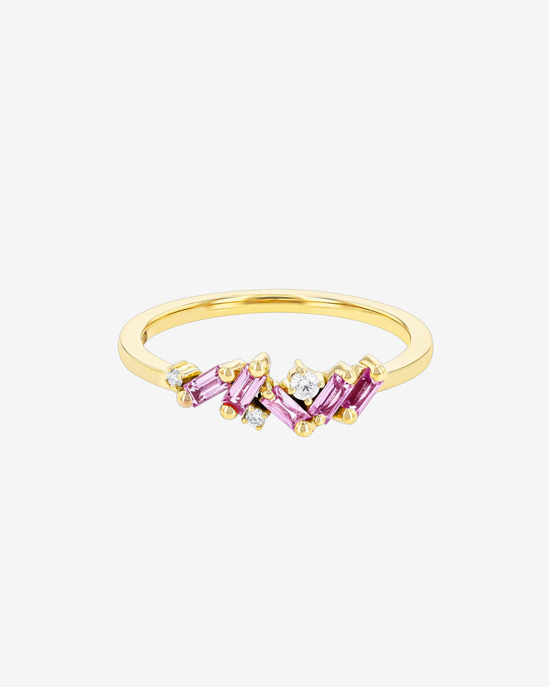 Suzanne Kalan Frenzy Pink Sapphire Ring in 18k yellow gold
