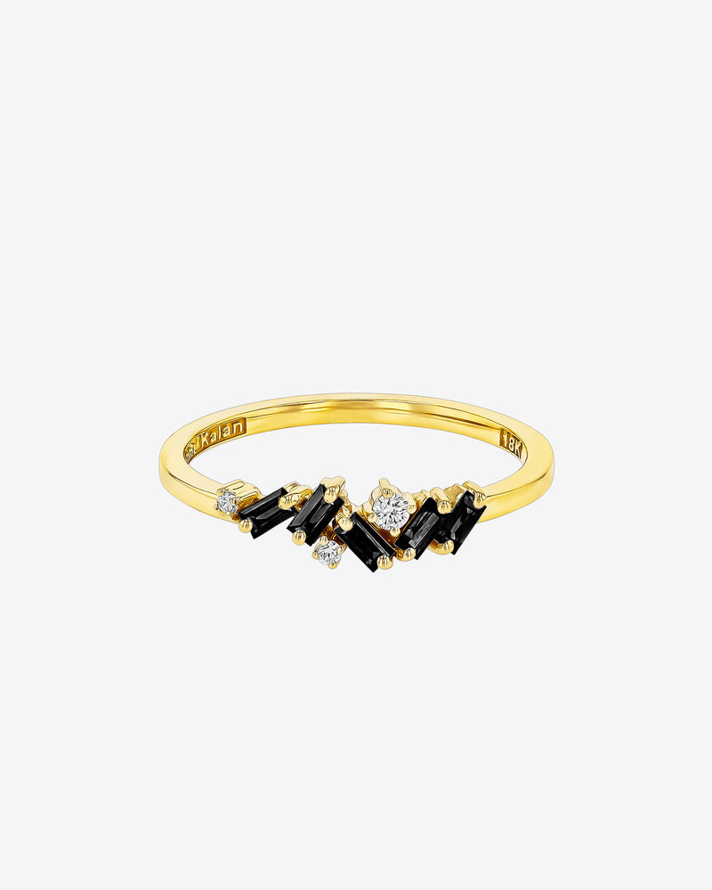 Suzanne Kalan Frenzy Black Sapphire Ring in 18k yellow gold