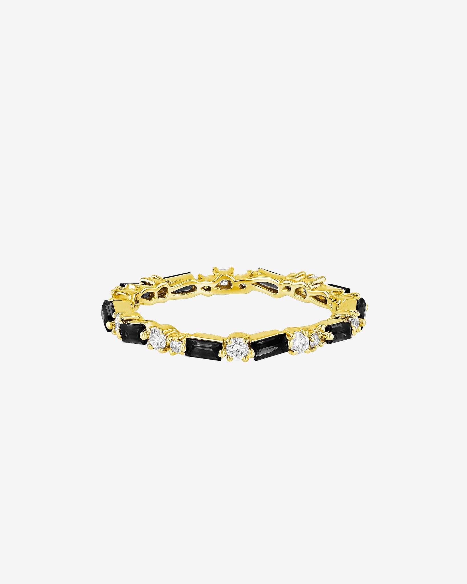 Suzanne Kalan Thin Mix Black Sapphire Eternity Band in 18k yellow gold