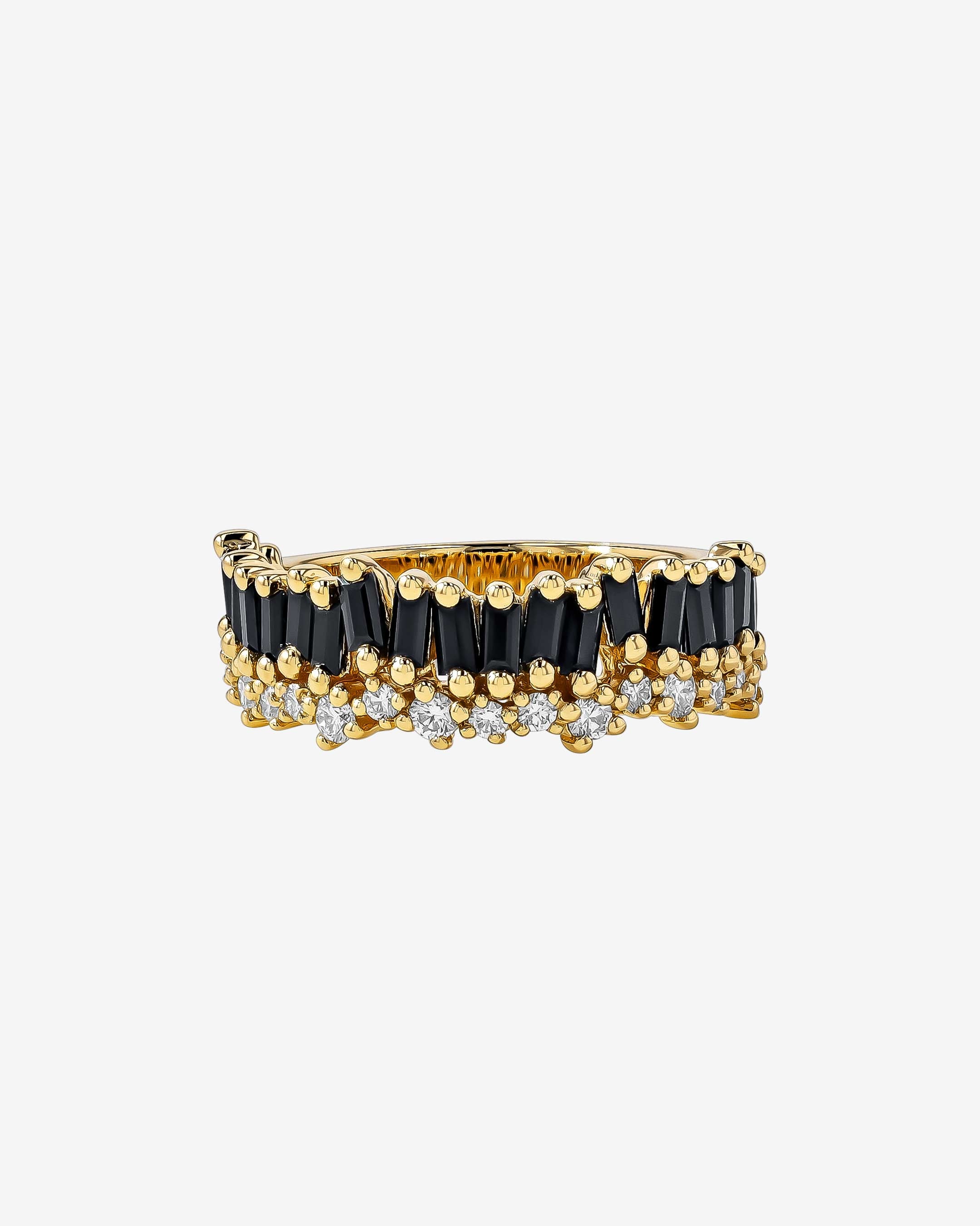 Suzanne Kalan Short Stack Black Sapphire Half Band in 18k yellow gold