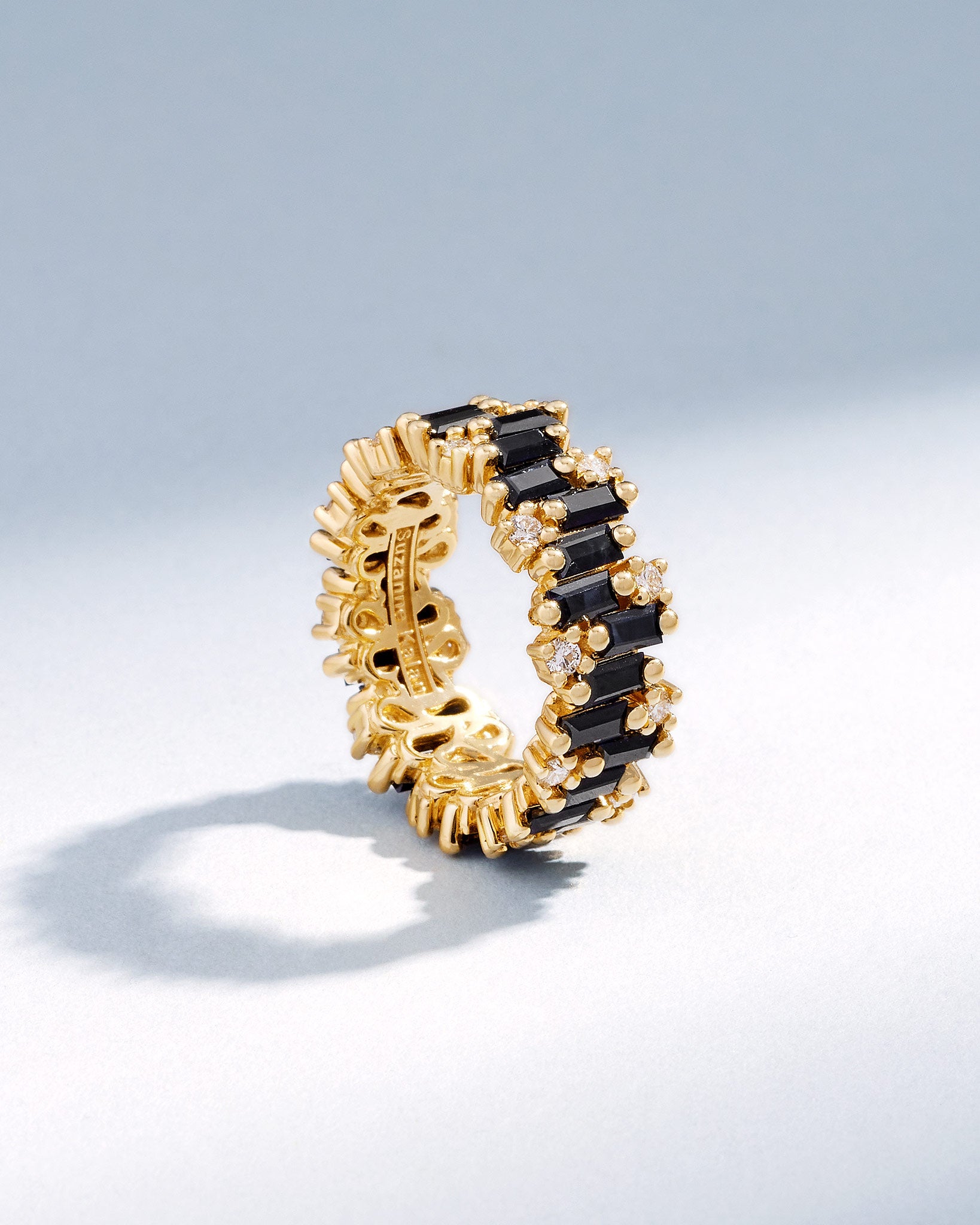 Suzanne Kalan Shimmer Audrey Black Sapphire Eternity Band in 18k yellow gold