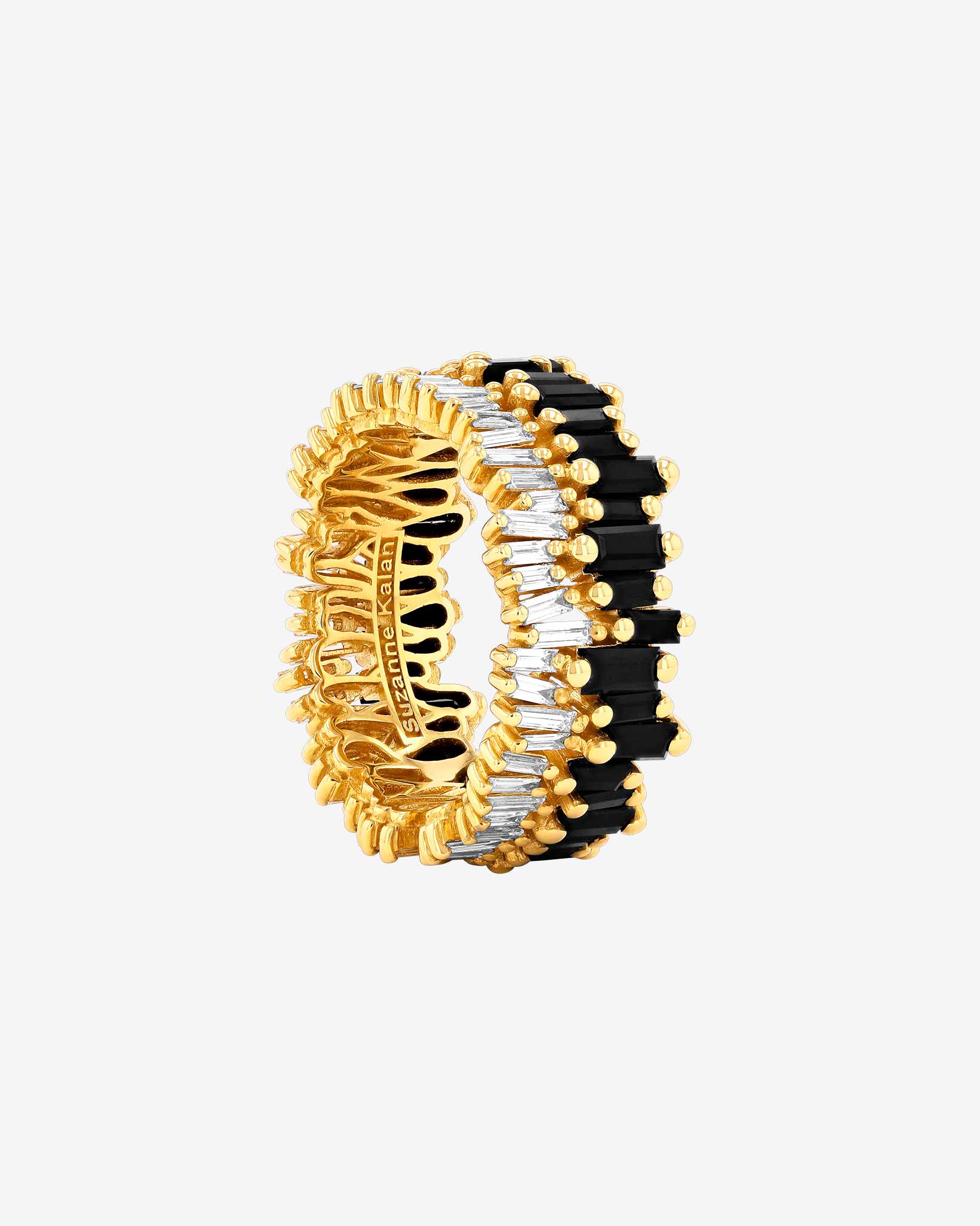 Suzanne Kalan Double Stack Black Sapphire Eternity Band in 18k yellow gold