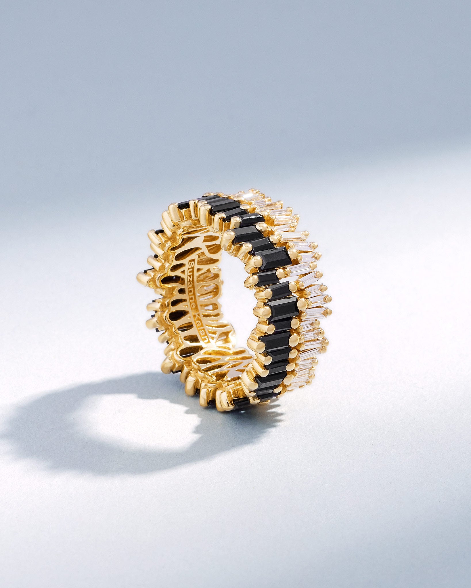 Suzanne Kalan Double Stack Black Sapphire Eternity Band in 18k yellow gold