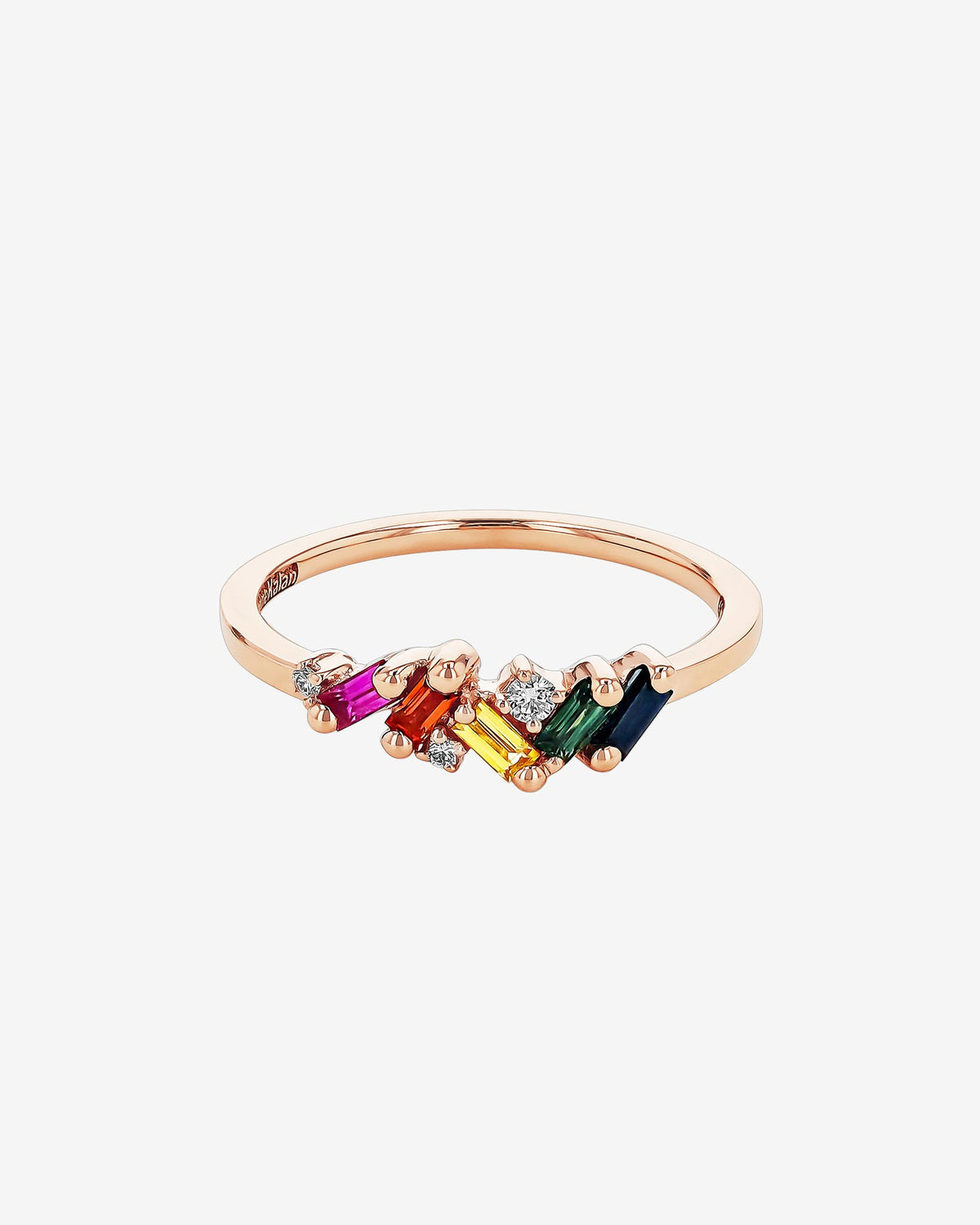Suzanne Kalan Frenzy Rainbow Sapphire Ring in 18k rose gold