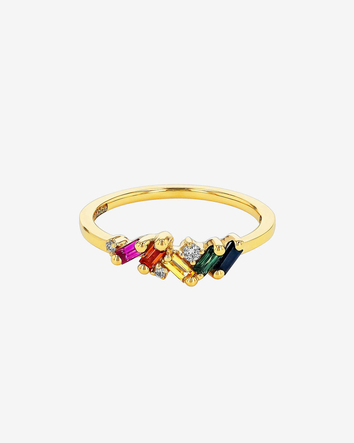 Suzanne Kalan Frenzy Rainbow Sapphire Ring in 18k yellow gold