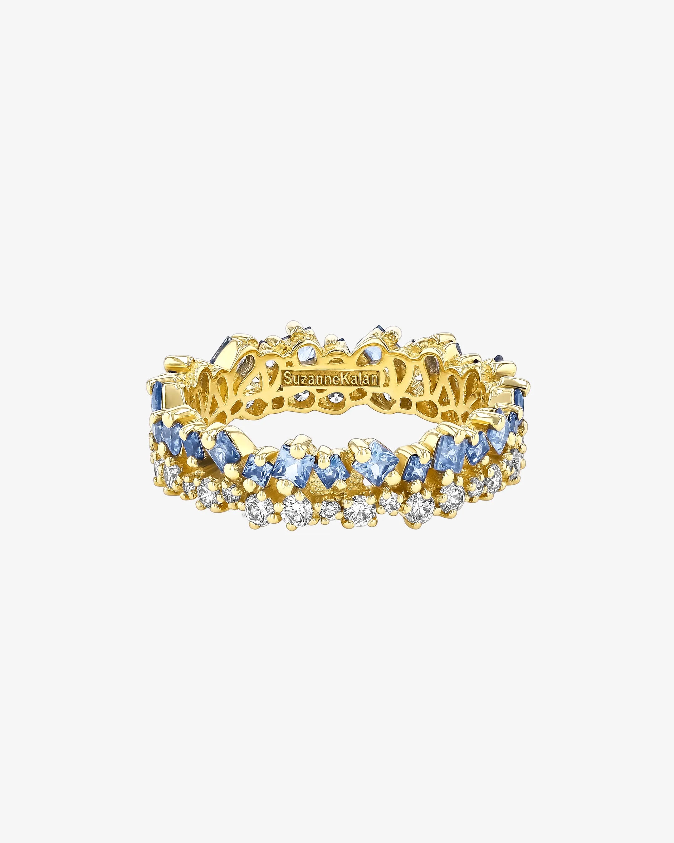 Suzanne Kalan La Fantaisie Short Stack Light Blue Sapphire Eternity Band in 18k yellow gold