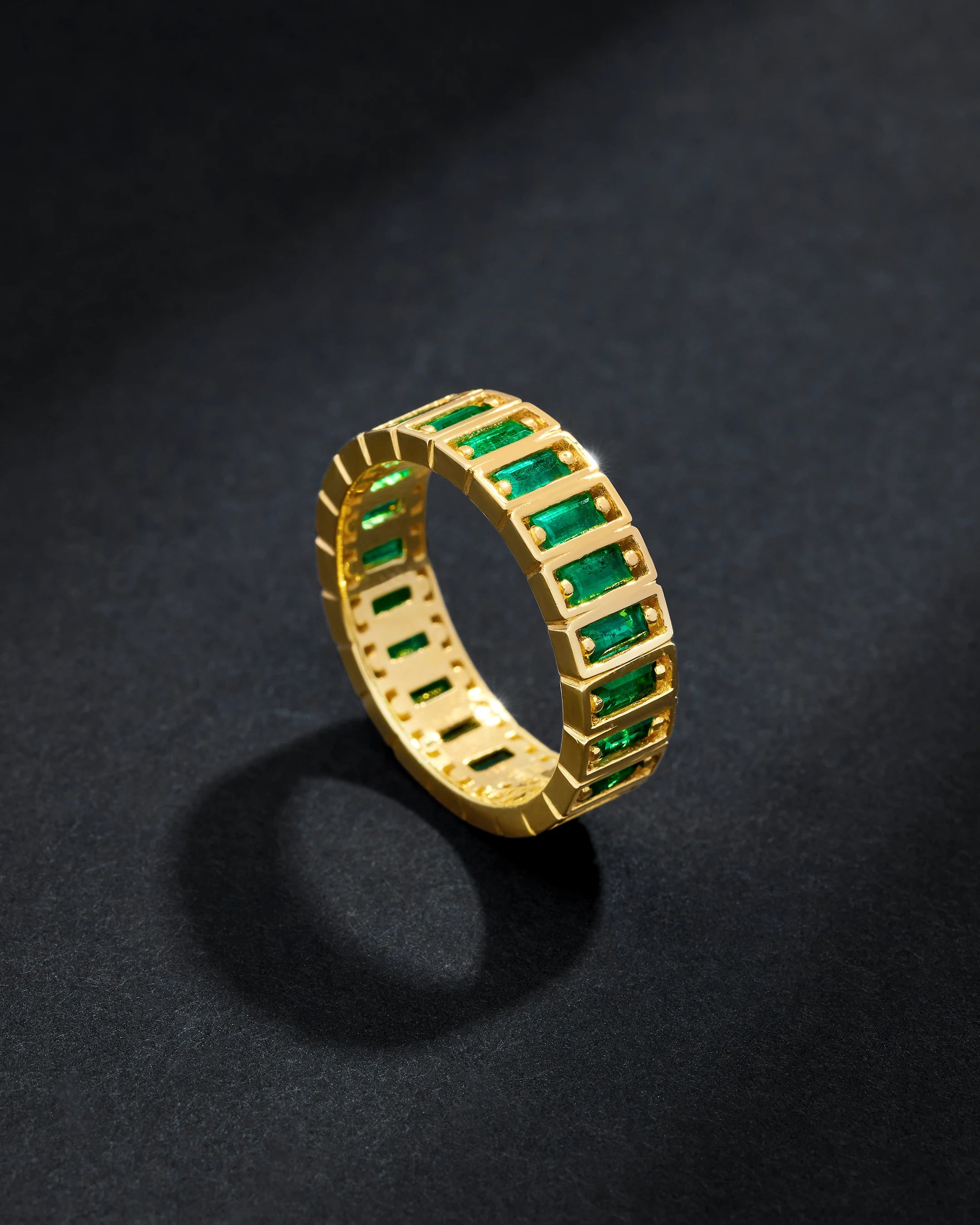 Suzanne Kalan Inlay Large Emerald Eternity Band in 18k yellow gold