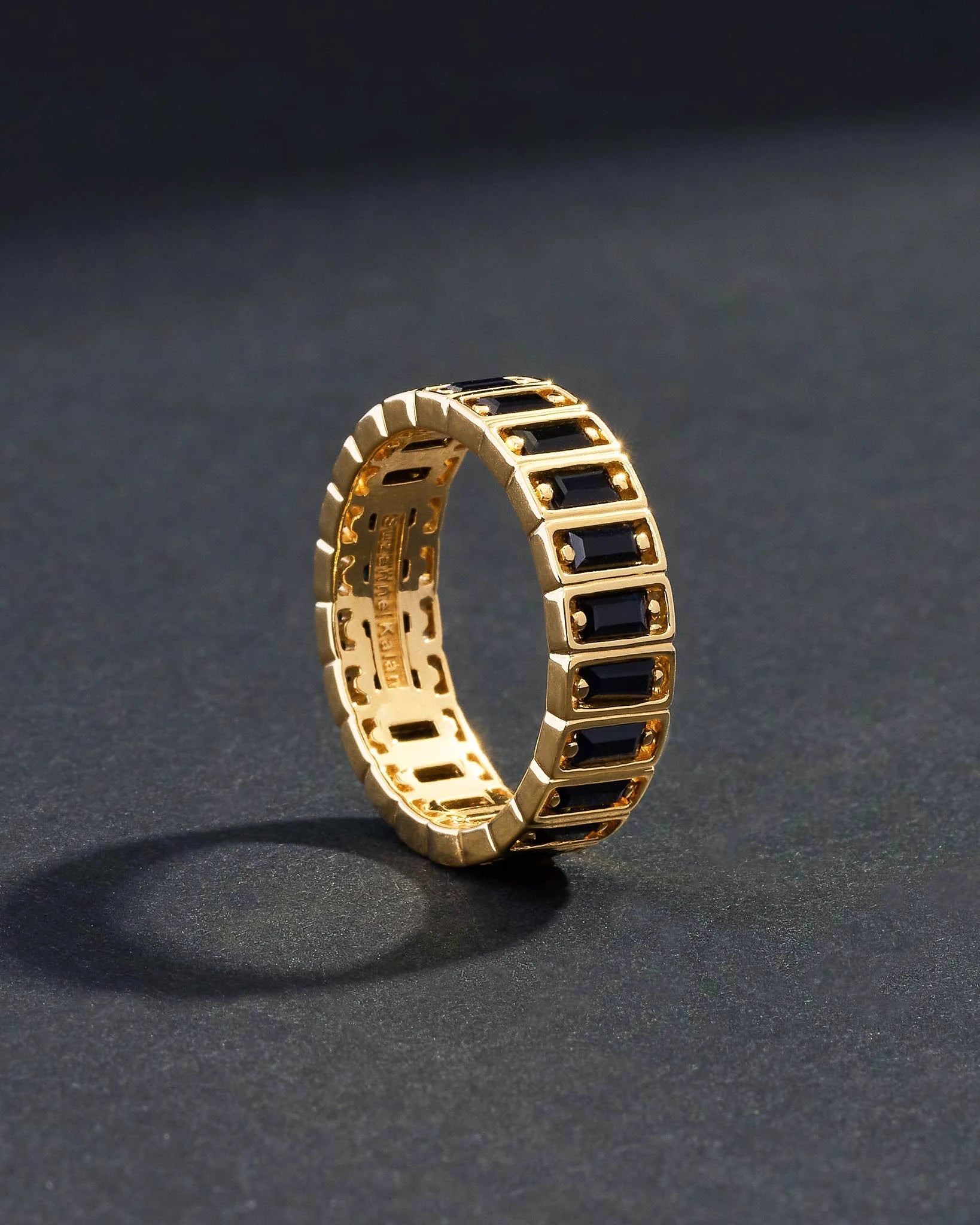 Suzanne Kalan Inlay Large Black Sapphire Eternity Band in 18k yellow gold