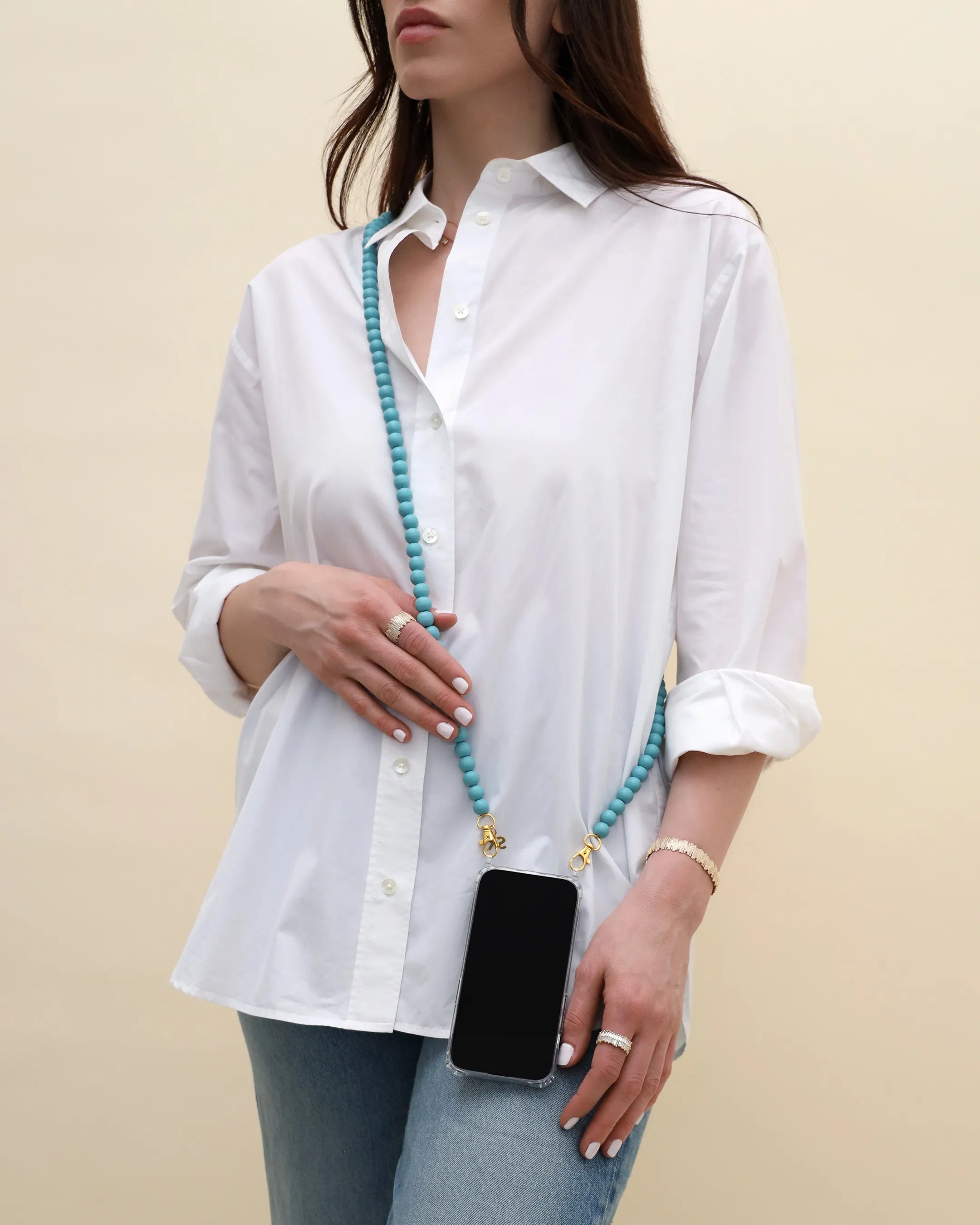 Suzanne Kalan Small Beaded Turquoise Crossbody Phone Strap