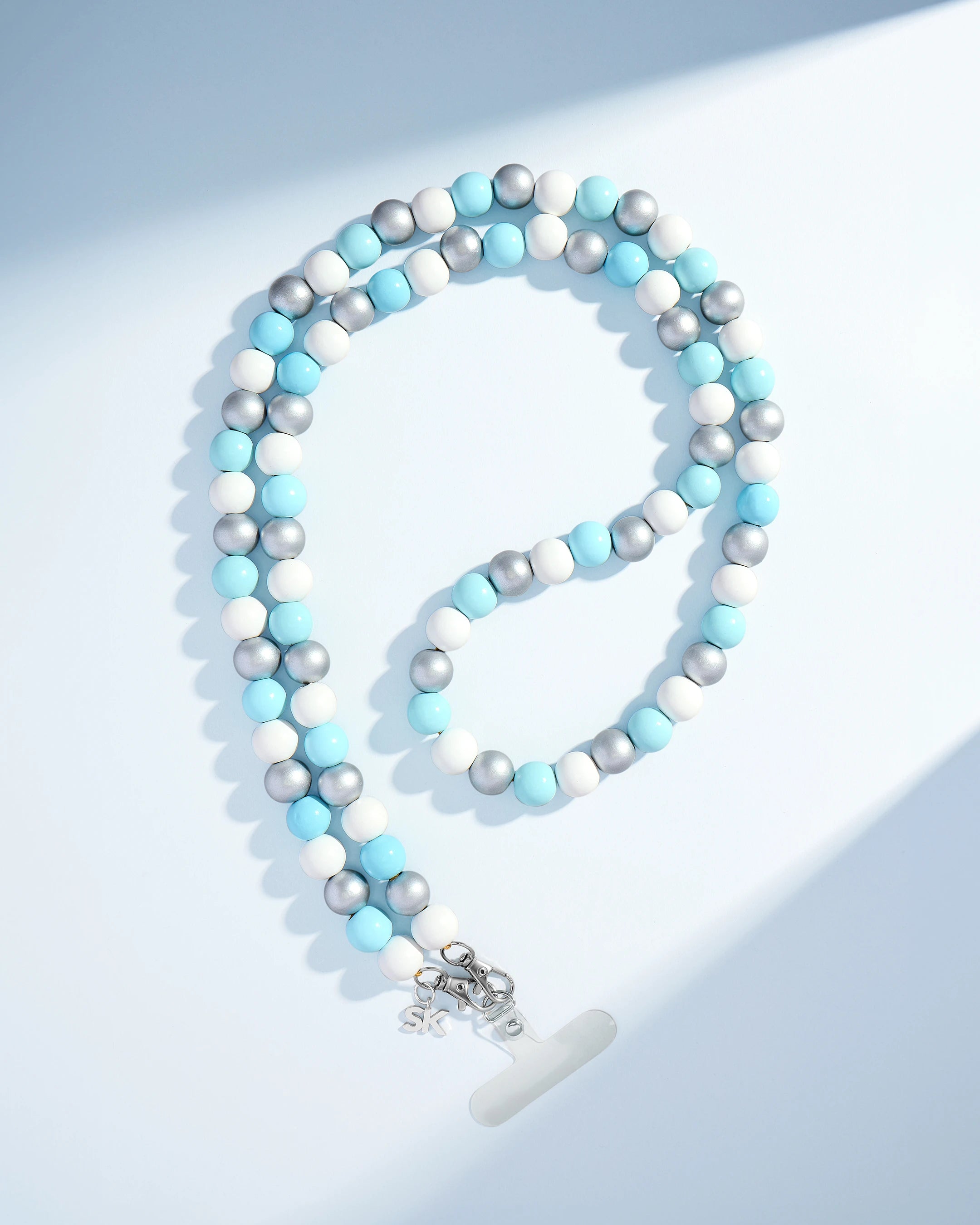 Suzanne Kalan Large Beaded Light Blue Mix Crossbody Phone Strap