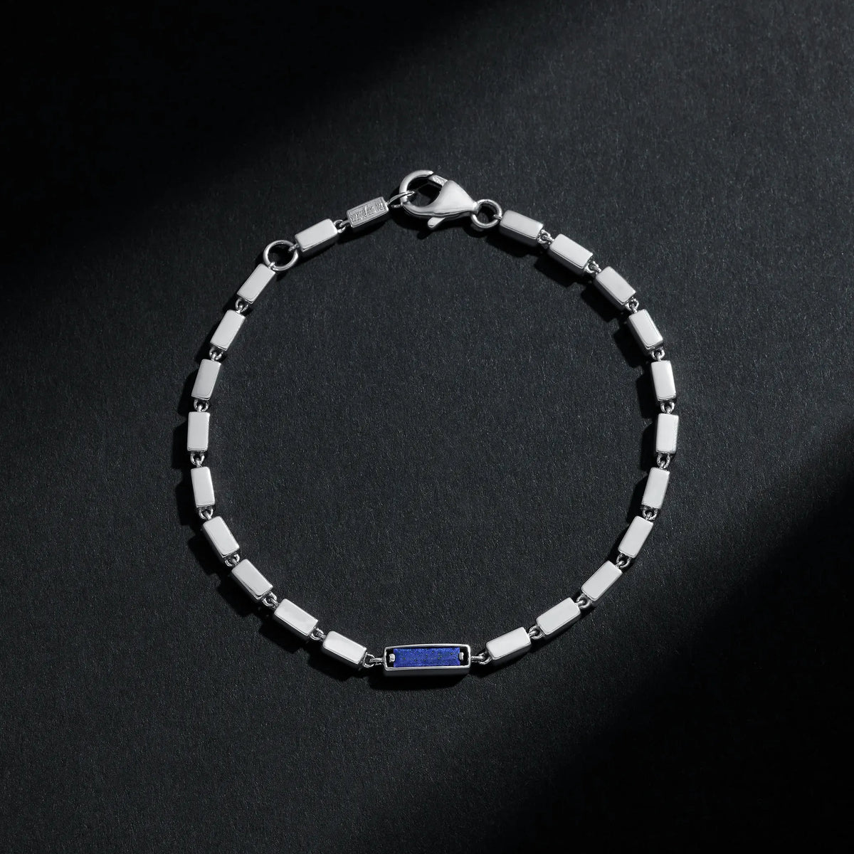 Block-Chain Single Blue Lapis Thick Bracelet | Men's Jewelry