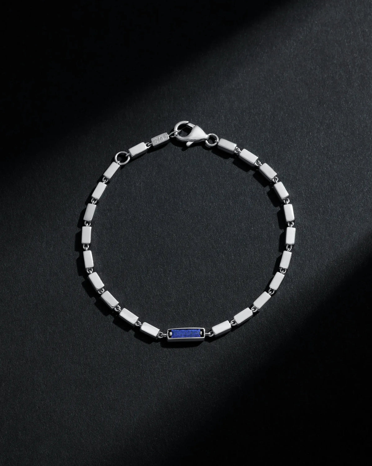 Block-Chain Single Blue Lapis Thick Bracelet | Men's Jewelry