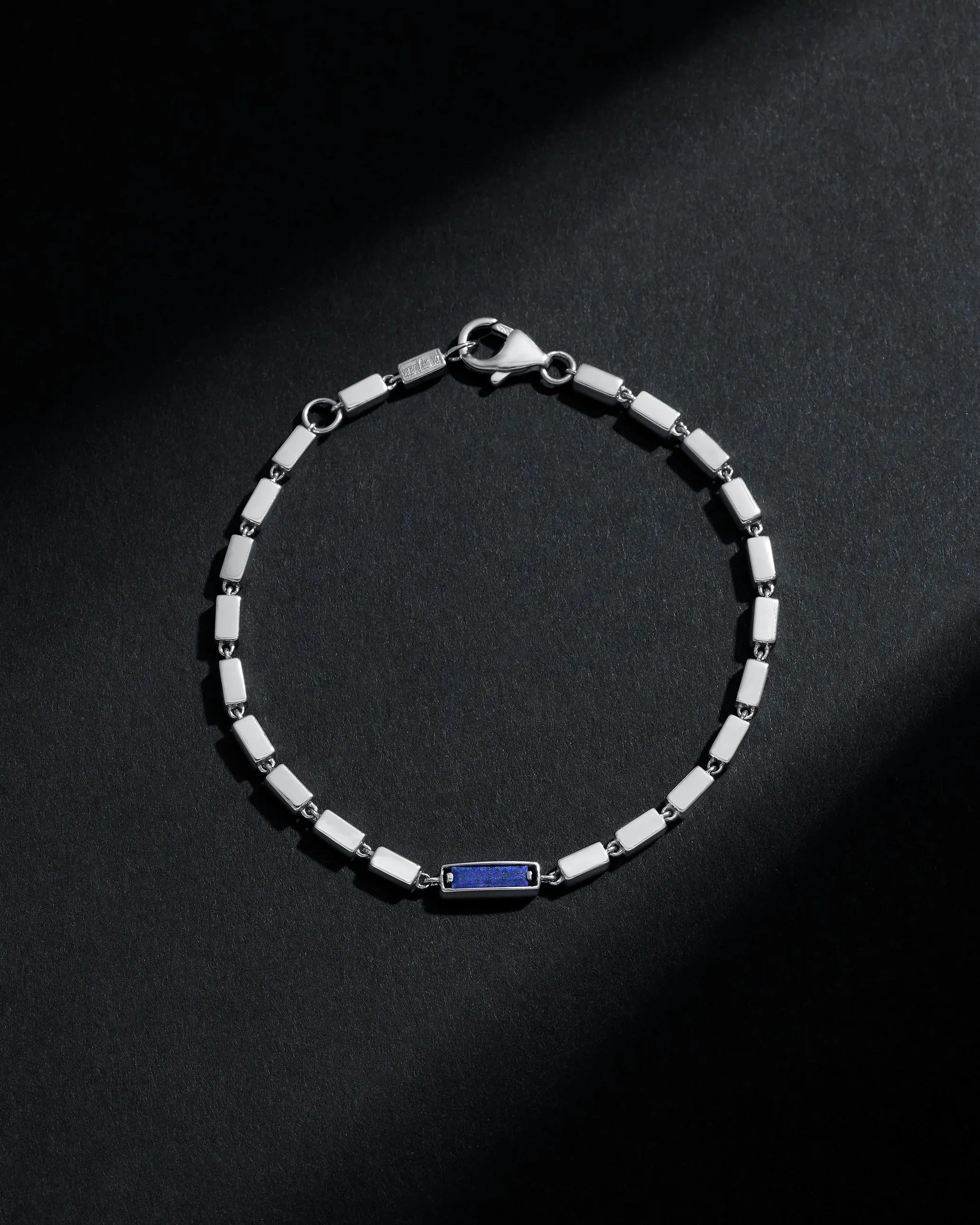 Suzanne Kalan Block-Chain Single Blue Lapis Thick Bracelet in 18k white gold