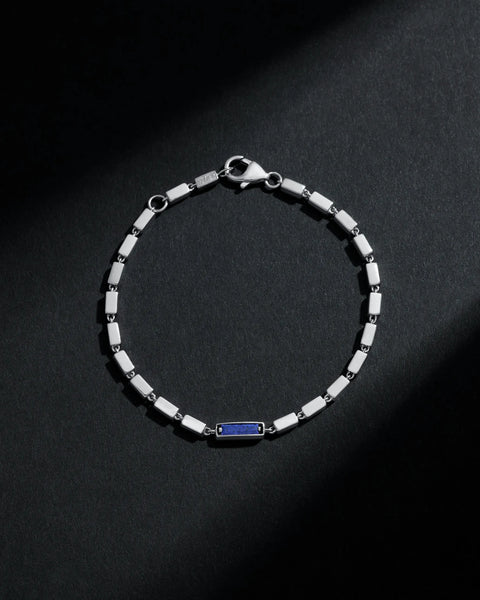 Block-Chain Single Blue Lapis Thick Bracelet | Men's Jewelry