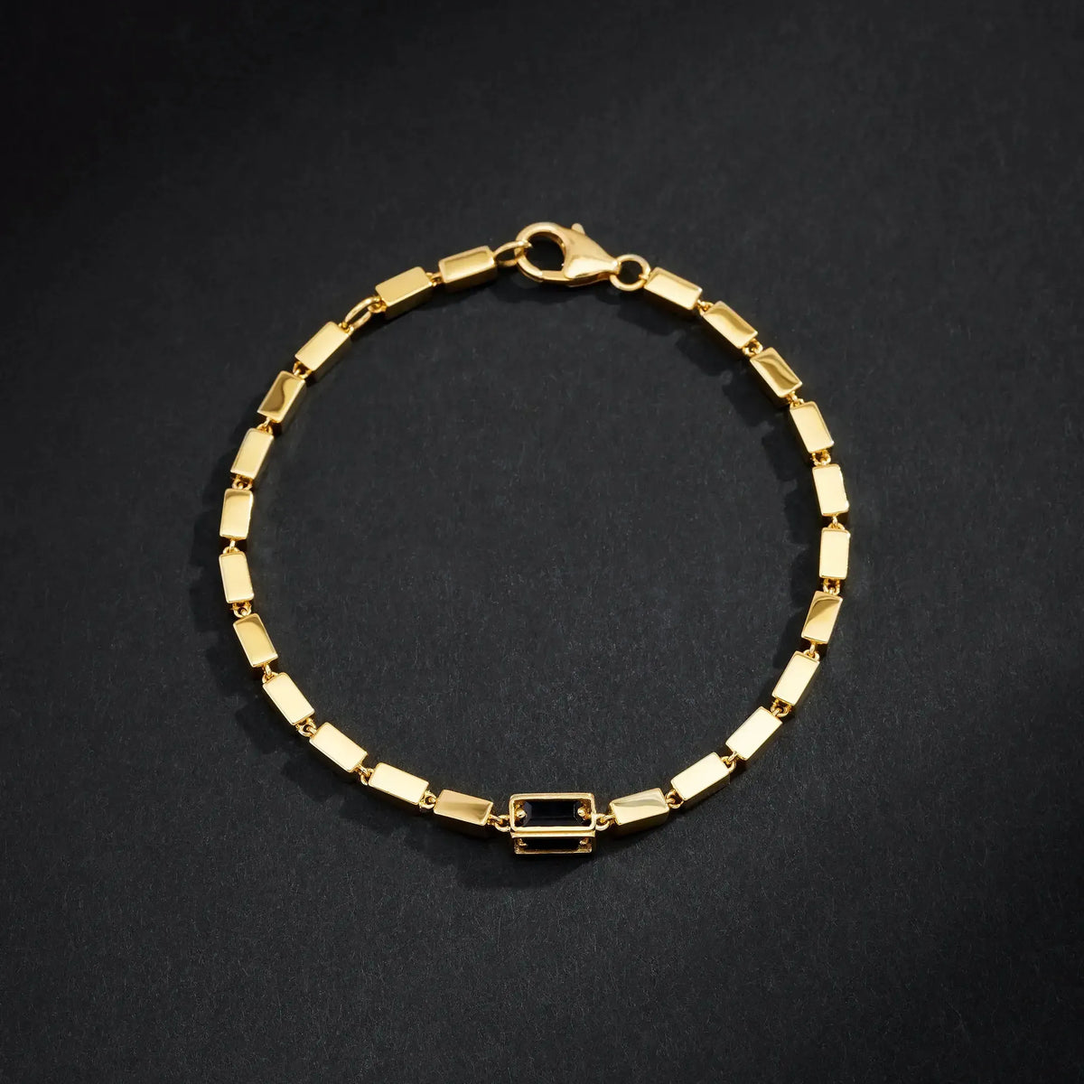 Block-Chain Single Black Sapphire Thick Bracelet | Men's Jewelry