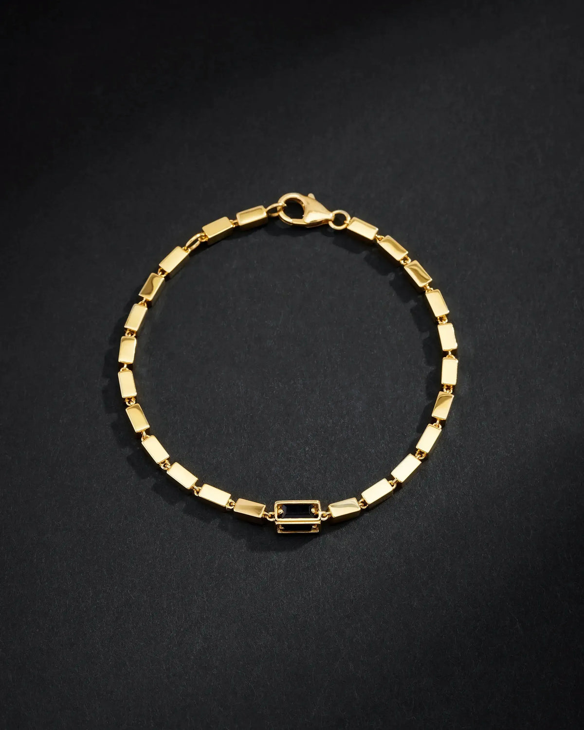 Block-Chain Single Black Sapphire Thick Bracelet | Men's Jewelry