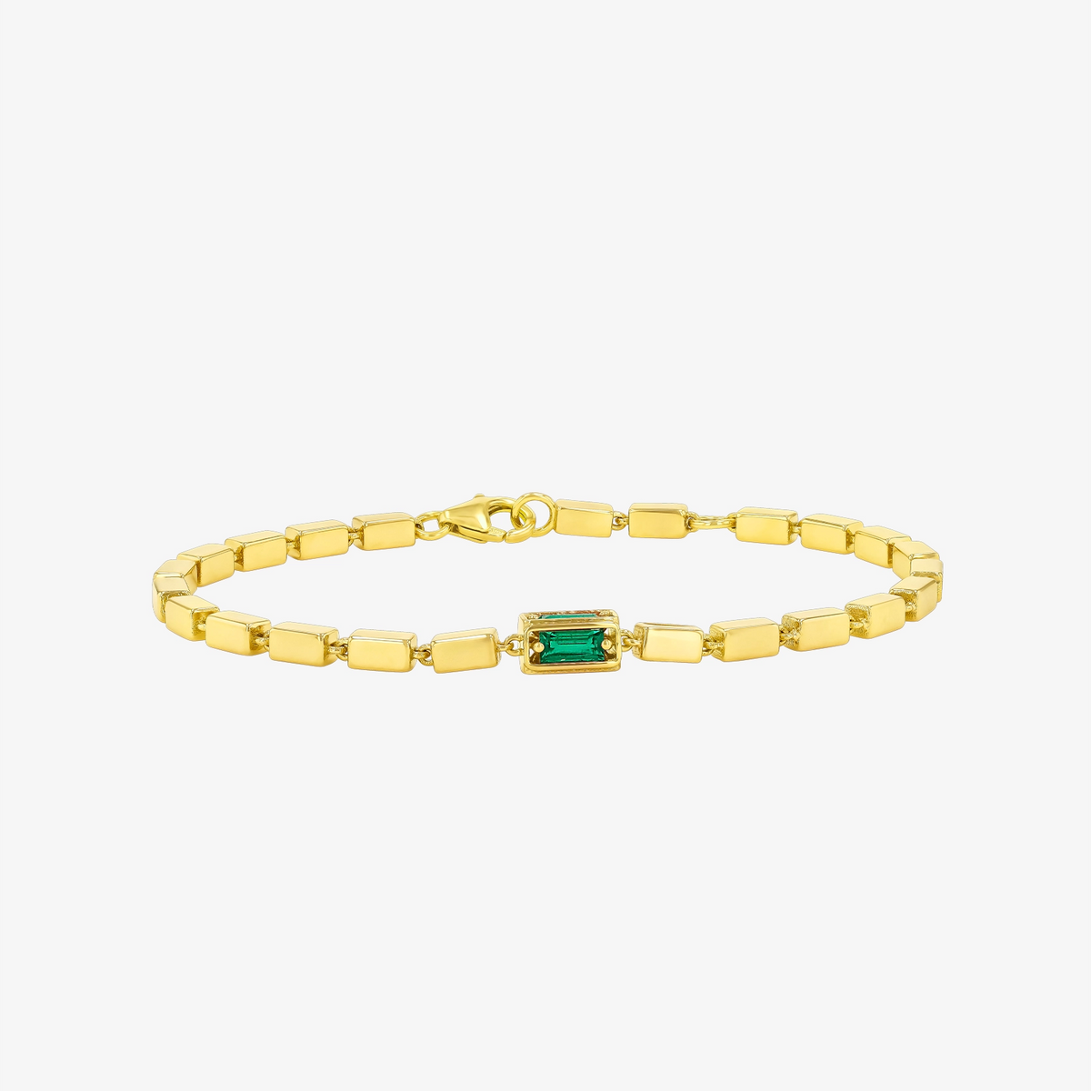 Block-Chain Single Emerald Thick Bracelet | Suzanne Kalan®
