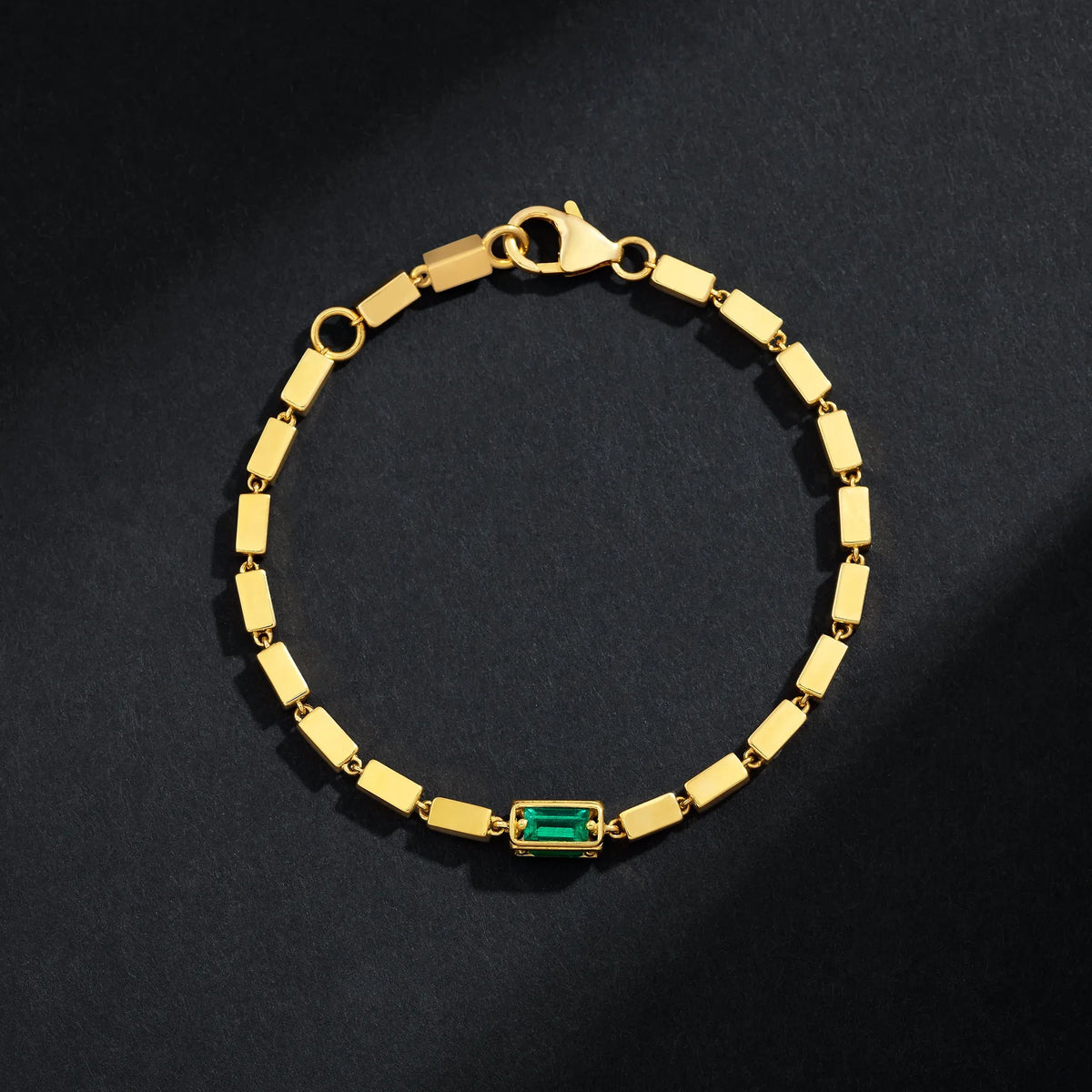 Block-Chain Single Emerald Thick Bracelet | Men's Jewelry