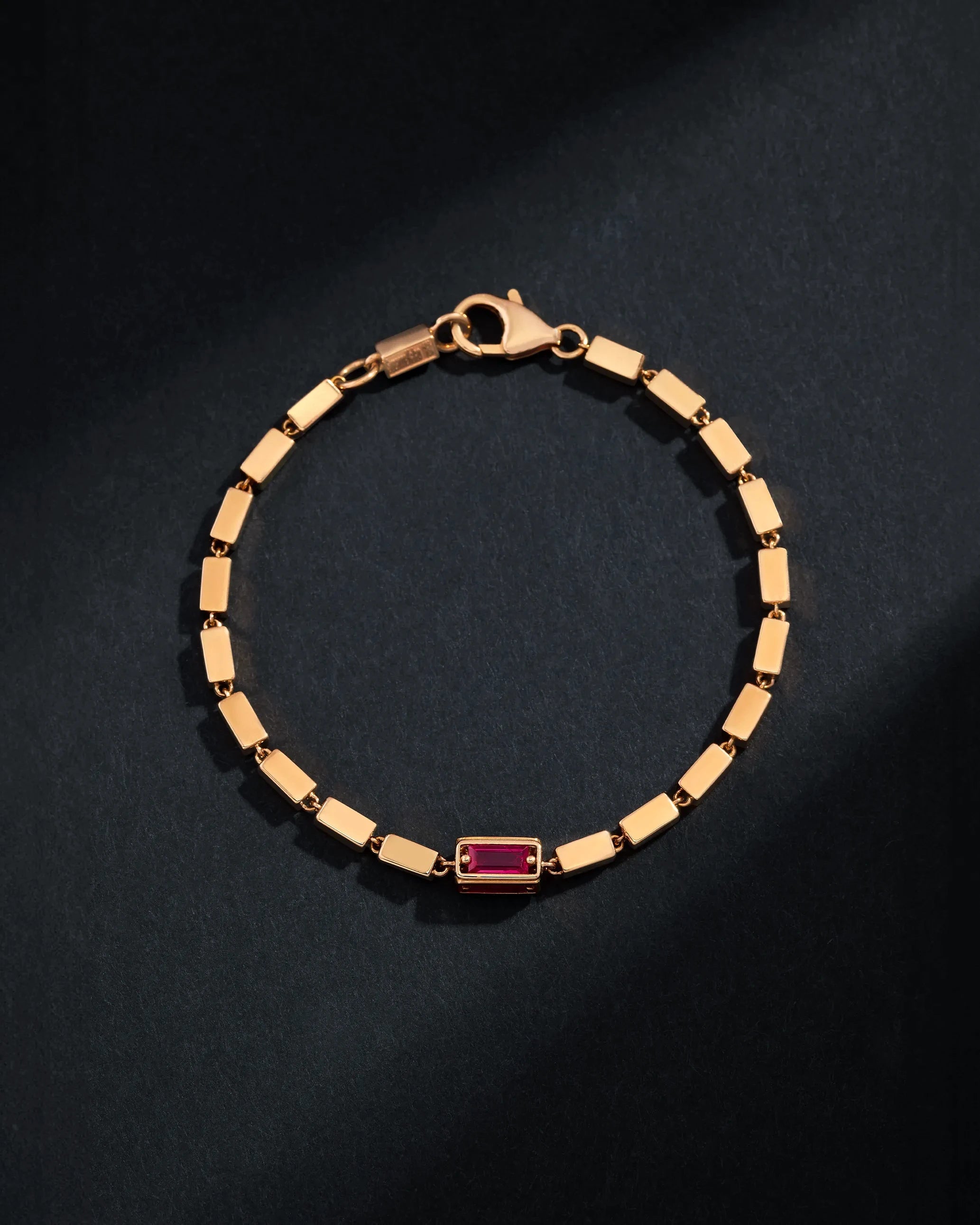 Suzanne Kalan Block-Chain Single Ruby Thick Bracelet in 18k rose gold