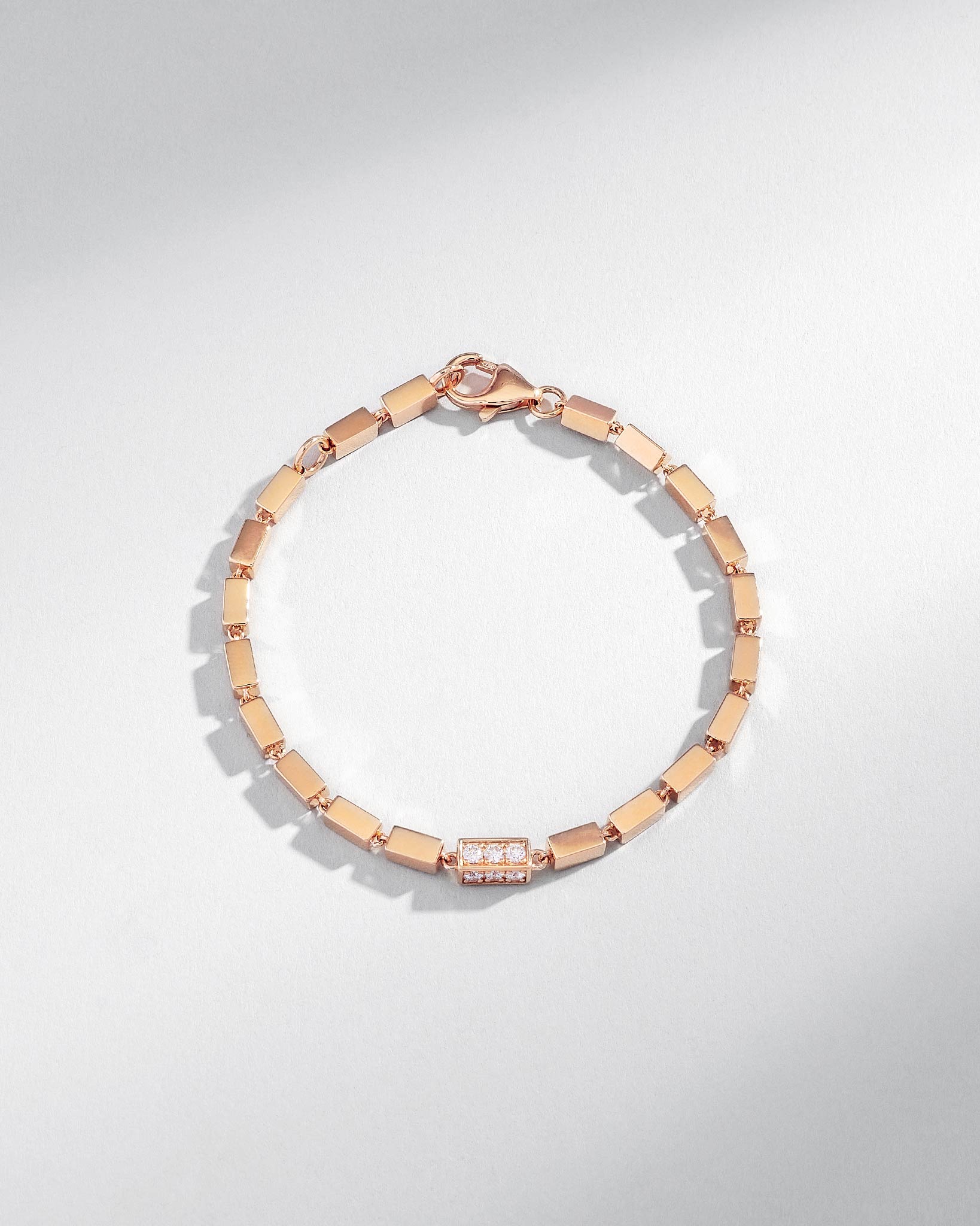 Suzanne Kalan Block-Chain Single Pave Diamond Thick Bracelet in 18k rose gold