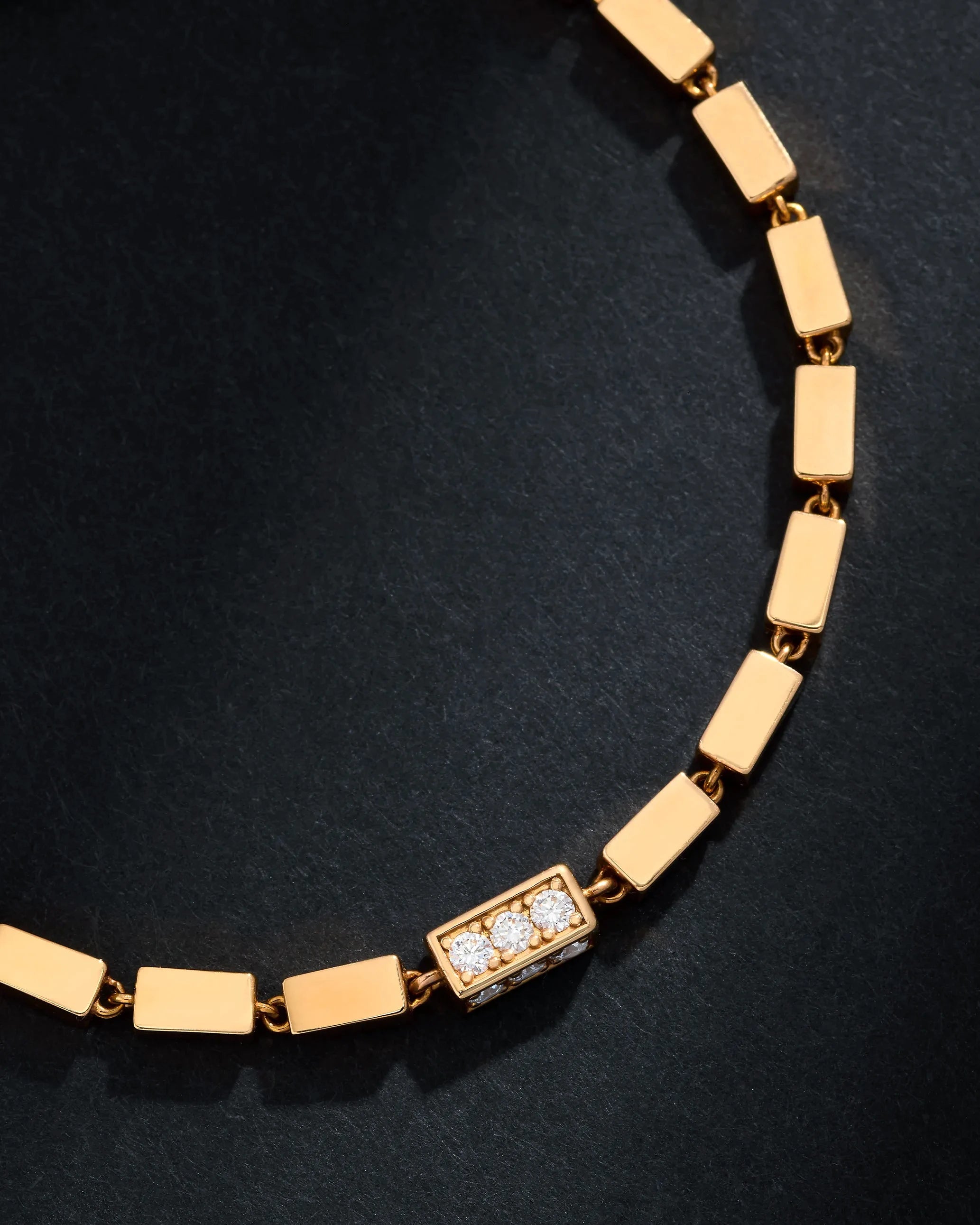 Suzanne Kalan Block-Chain Single Pave Diamond Thick Bracelet in 18k rose gold