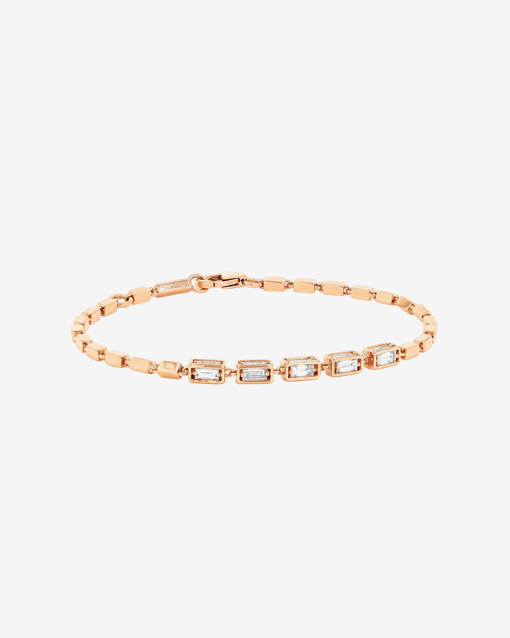 Suzanne Kalan Block-Chain Multi-Diamond Medium Bracelet in 18k rose gold