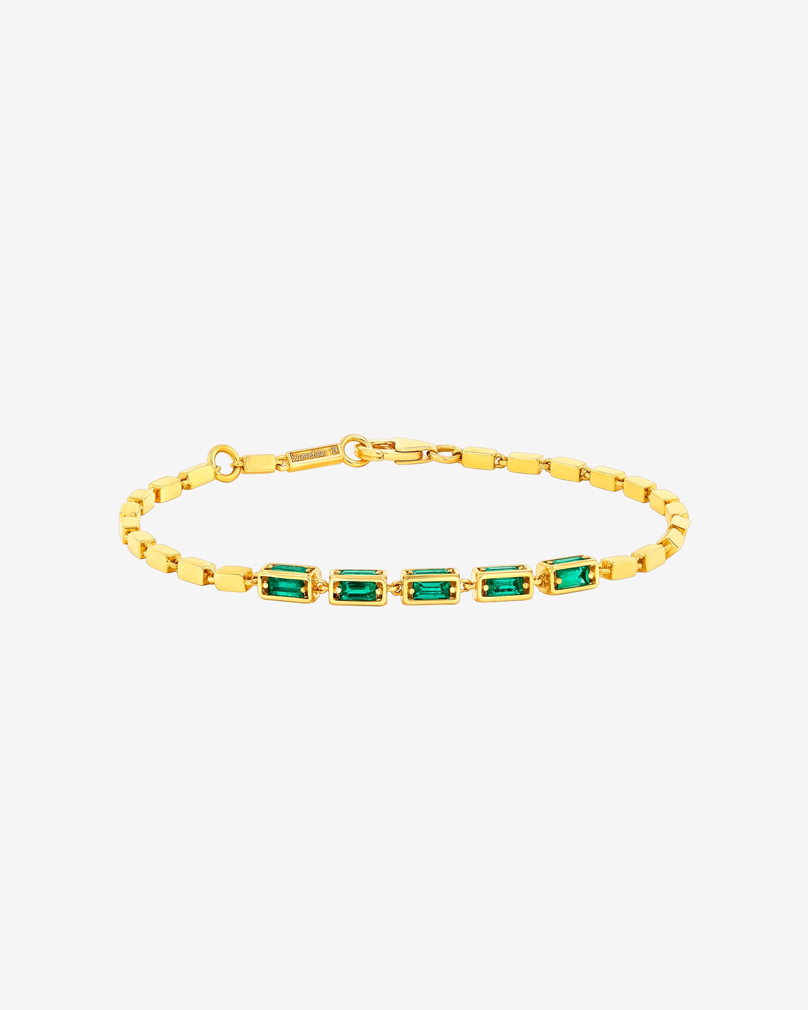 Suzanne Kalan Block-Chain Multi-Emerald Medium Bracelet in 18k yellow gold