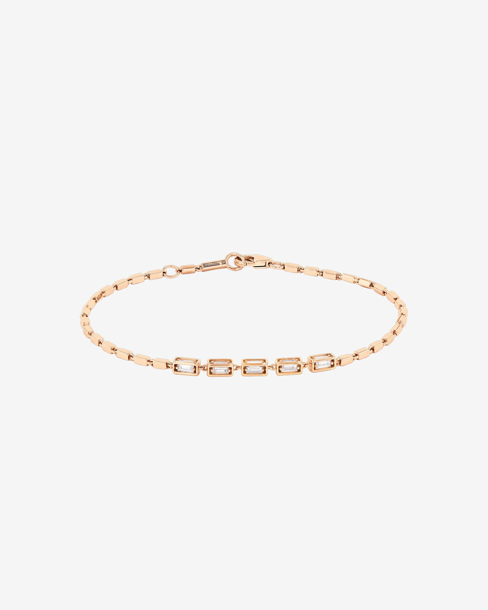 Suzanne Kalan Block-Chain Multi Diamond Thin Bracelet in 18k rose gold