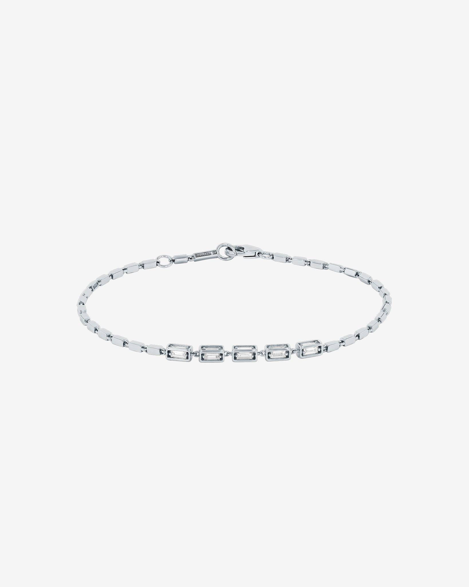 Suzanne Kalan Block-Chain Multi Diamond Thin Bracelet in 18k white gold