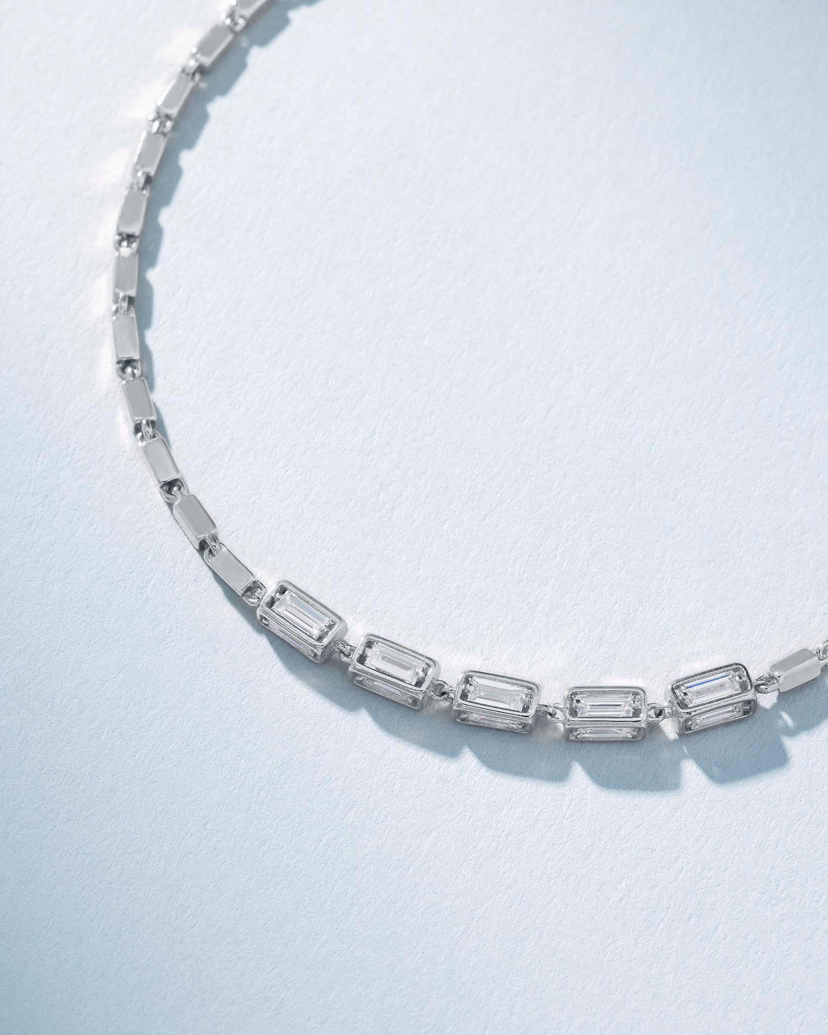 Suzanne Kalan Block-Chain Multi Diamond Thin Bracelet in 18k white gold