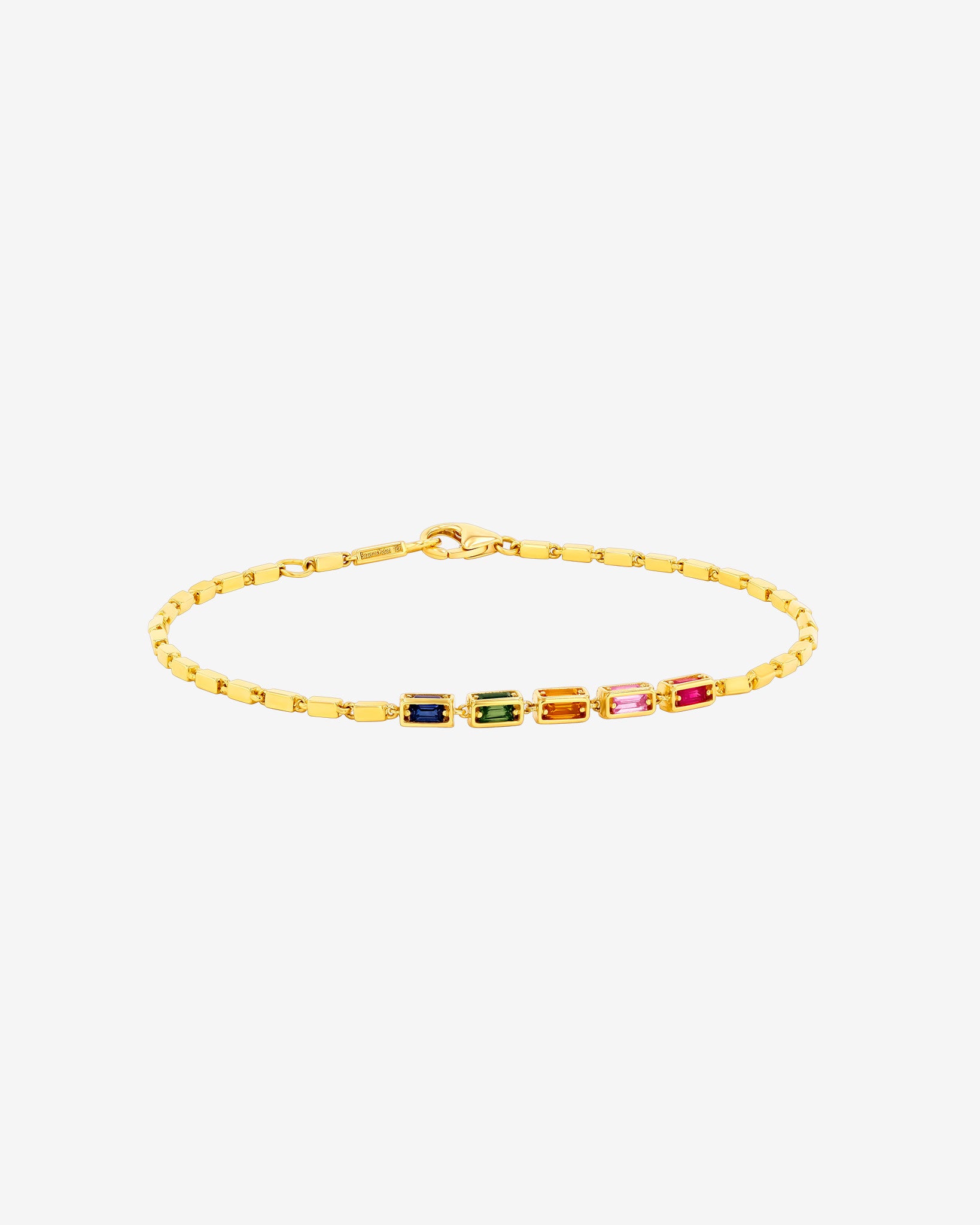 Block-Chain Multi-Rainbow Sapphire Thin Bracelet | Suzanne Kalan®