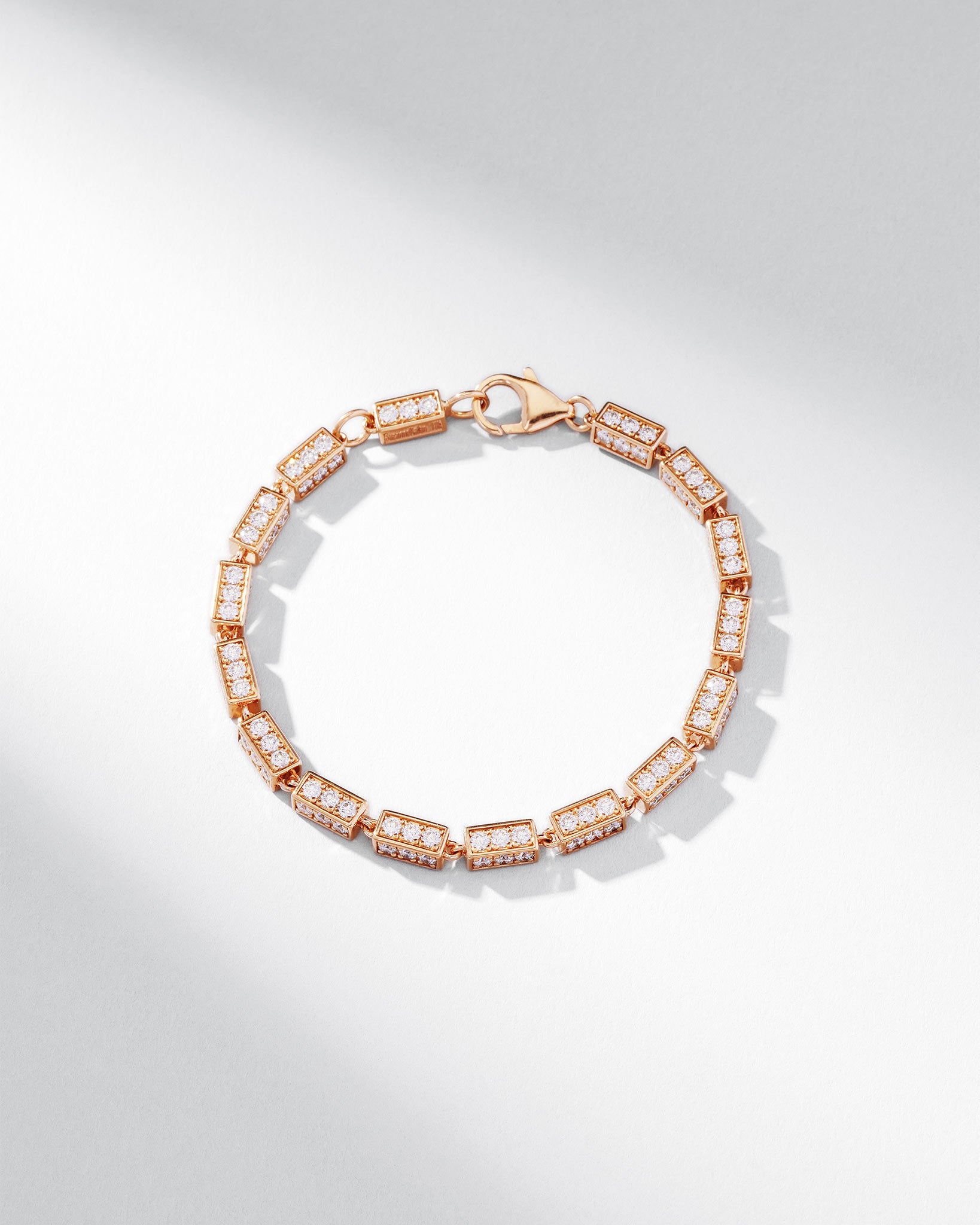 Suzanne Kalan Block-Chain Full Pave Diamond Thick Bracelet in 18k rose gold