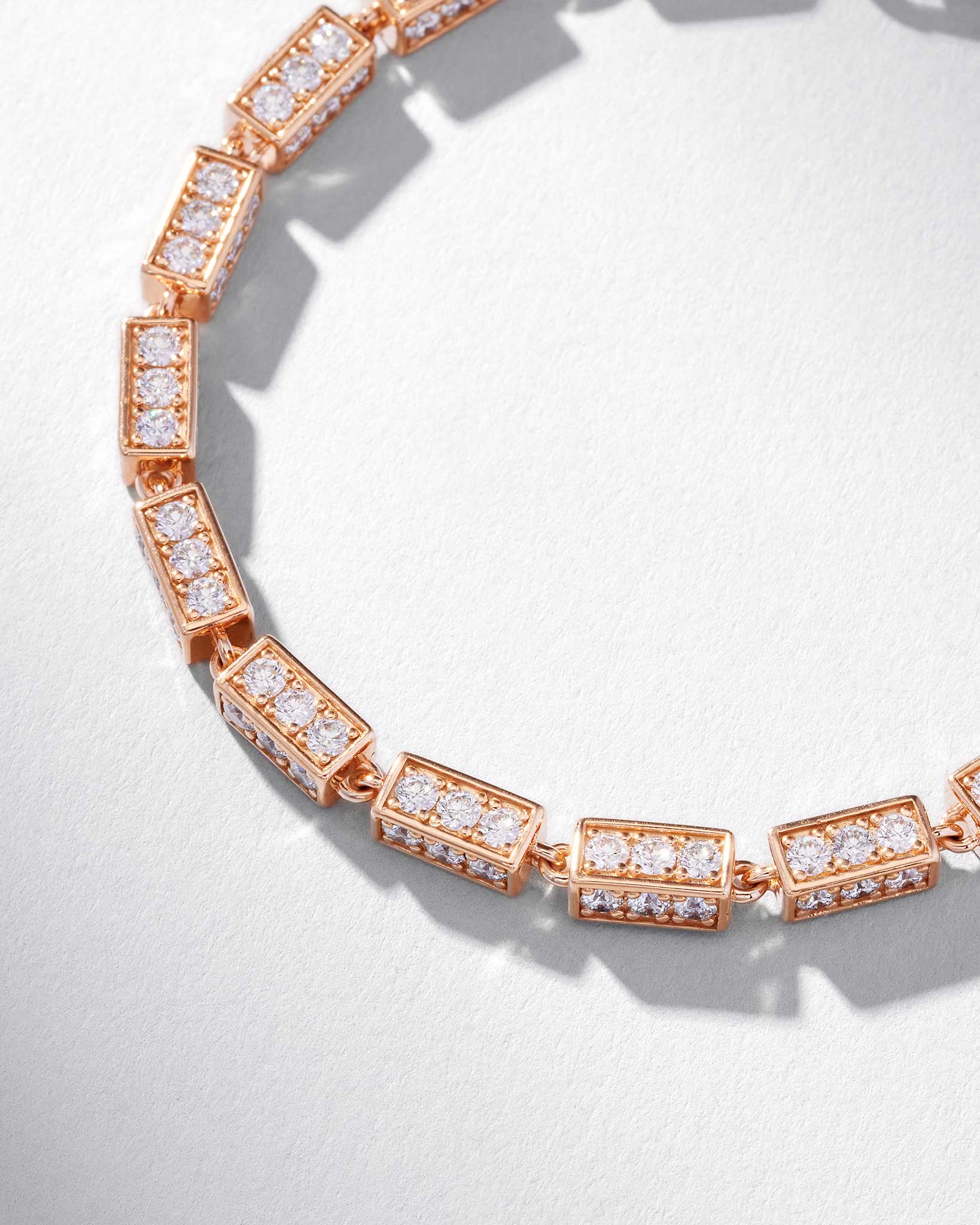 Suzanne Kalan Block-Chain Full Pave Diamond Thick Bracelet in 18k rose gold