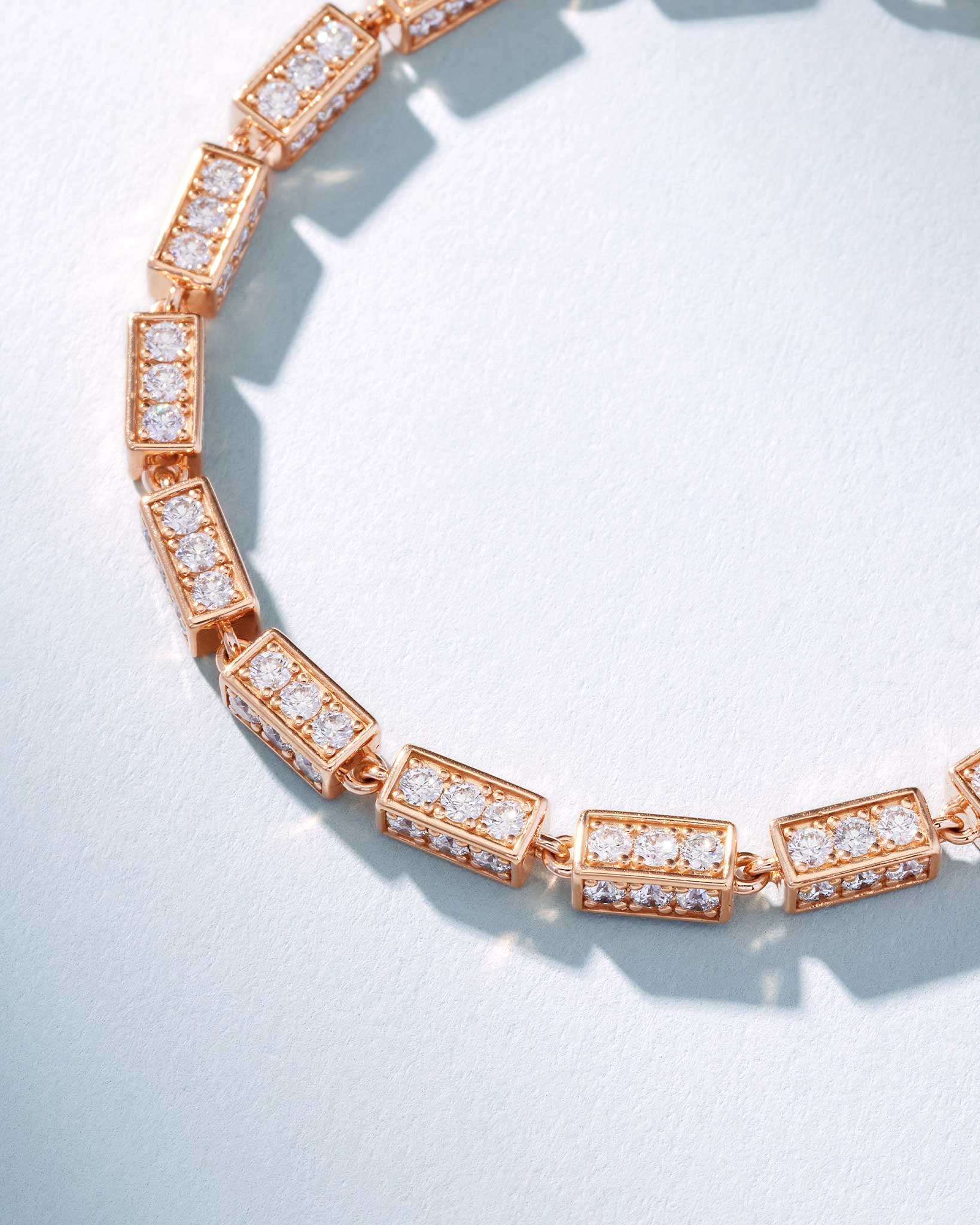 Suzanne Kalan Block-Chain Full Pave Diamond Thick Bracelet in 18k rose gold