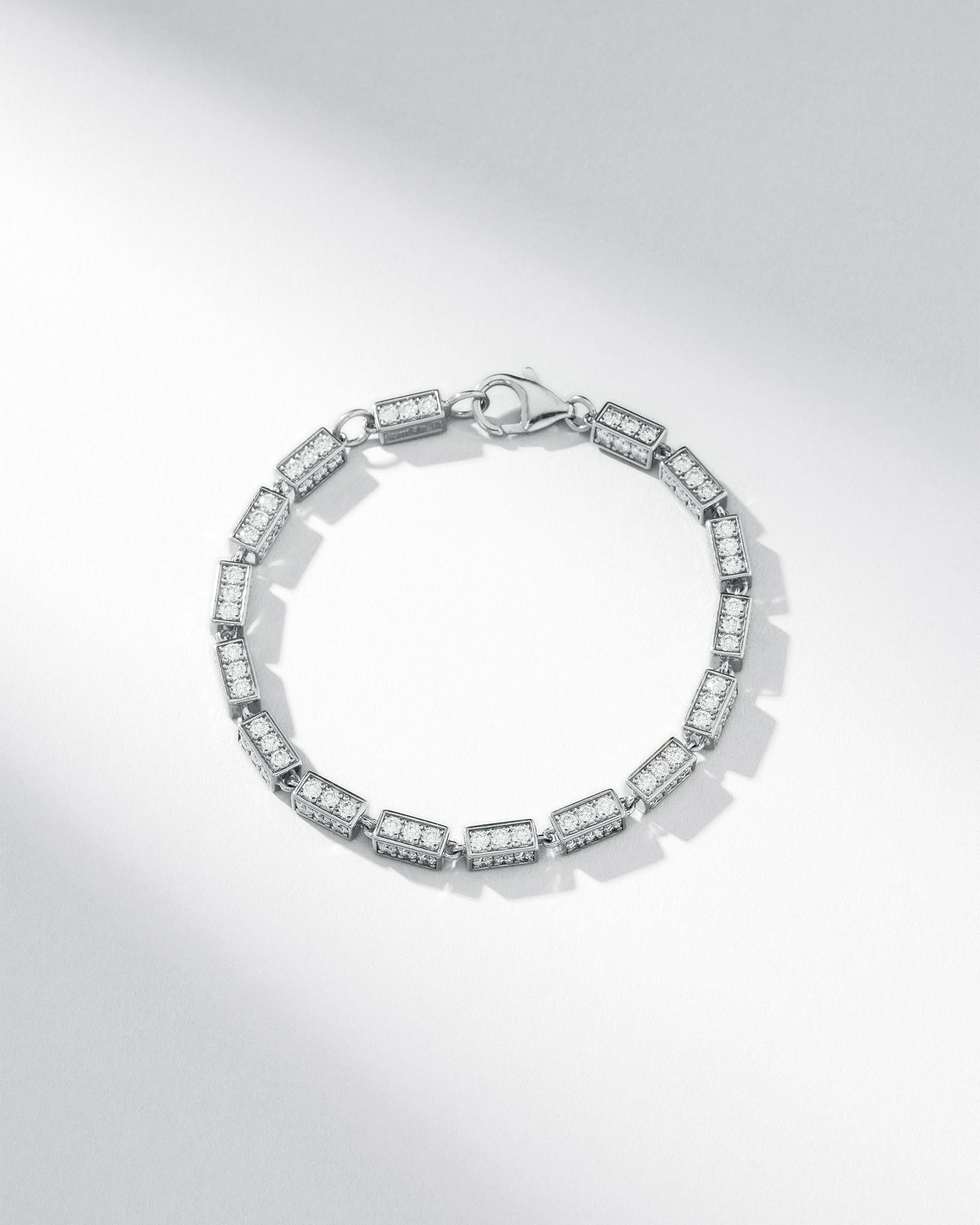 Suzanne Kalan Block-Chain Full Pave Diamond Thick Bracelet in 18k white gold