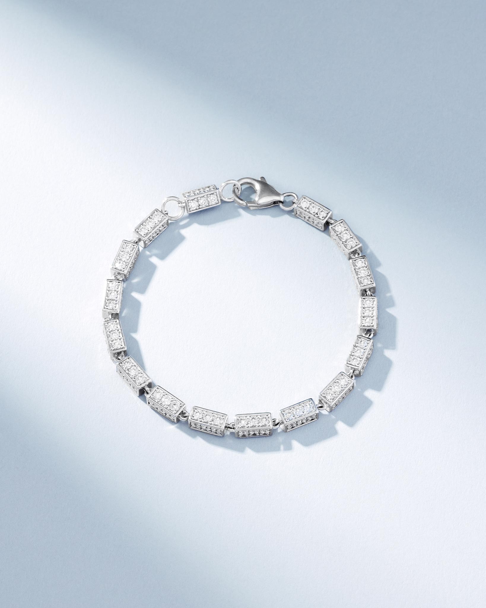 Suzanne Kalan Block-Chain Full Pave Diamond Thick Bracelet in 18k white gold