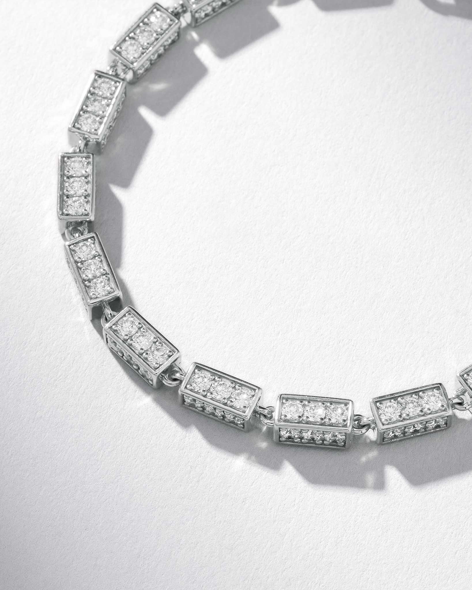 Suzanne Kalan Block-Chain Full Pave Diamond Thick Bracelet in 18k white gold