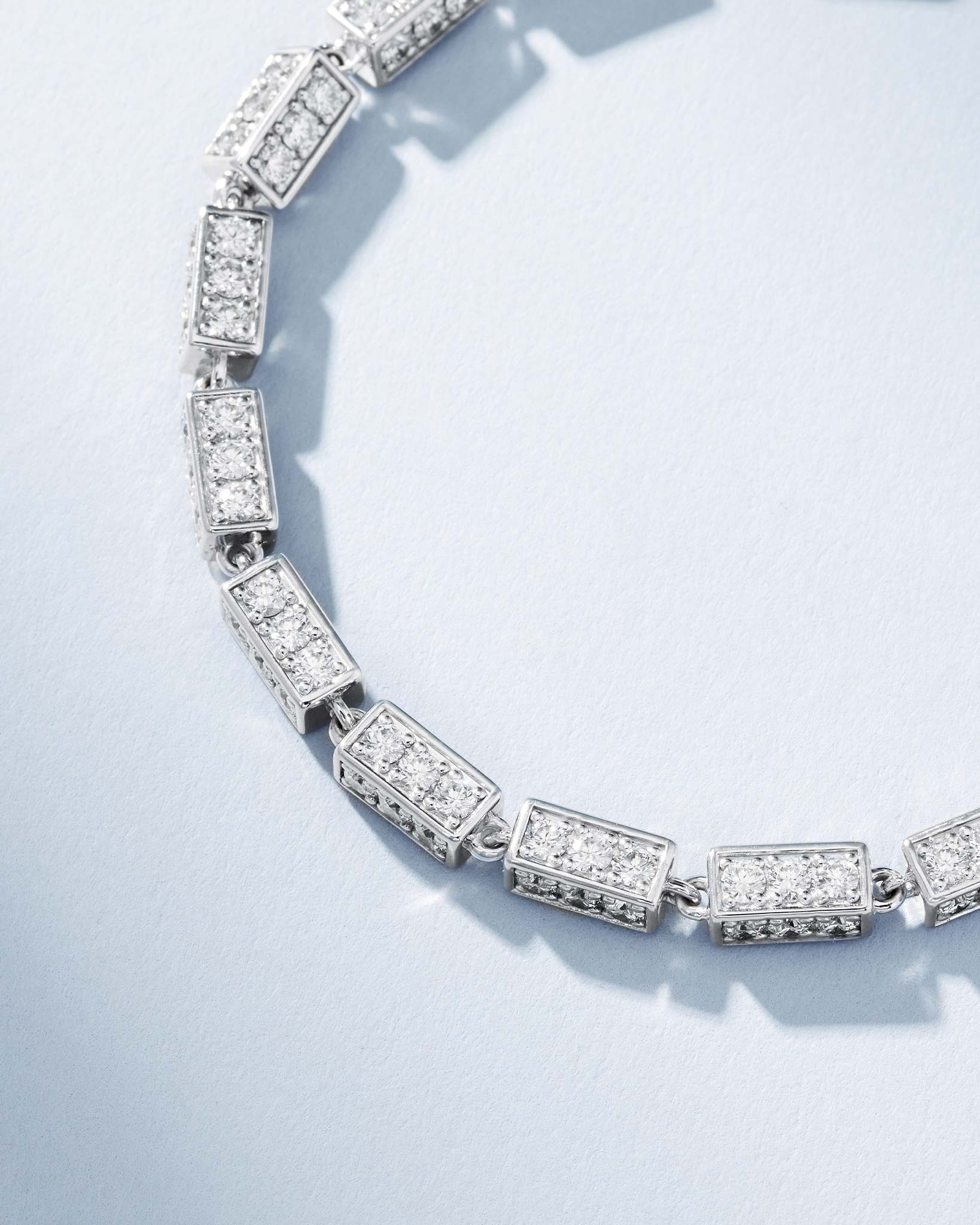 Suzanne Kalan Block-Chain Full Pave Diamond Thick Bracelet in 18k white gold