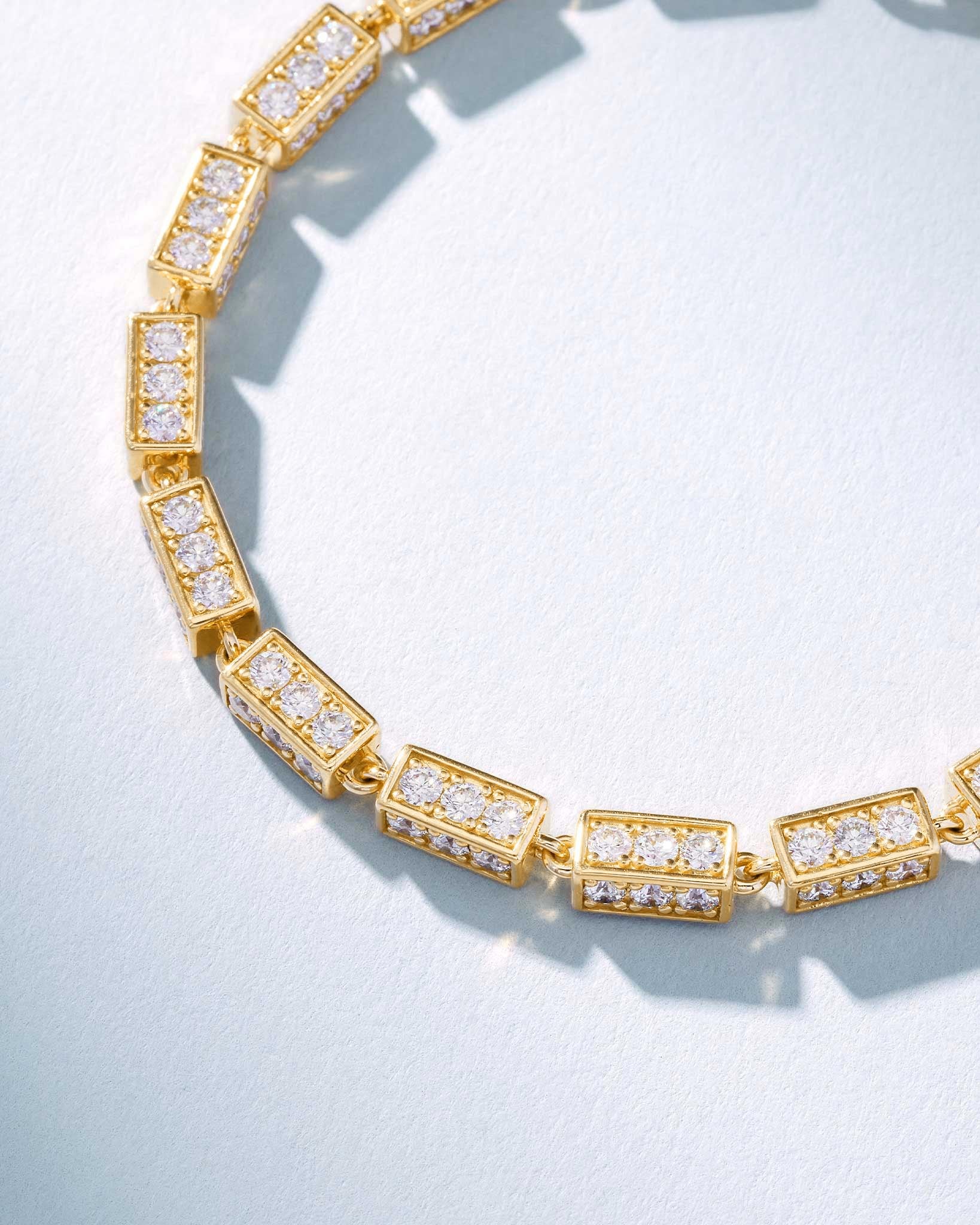 Suzanne Kalan Block-Chain Full Pave Diamond Thick Bracelet in 18k yellow gold