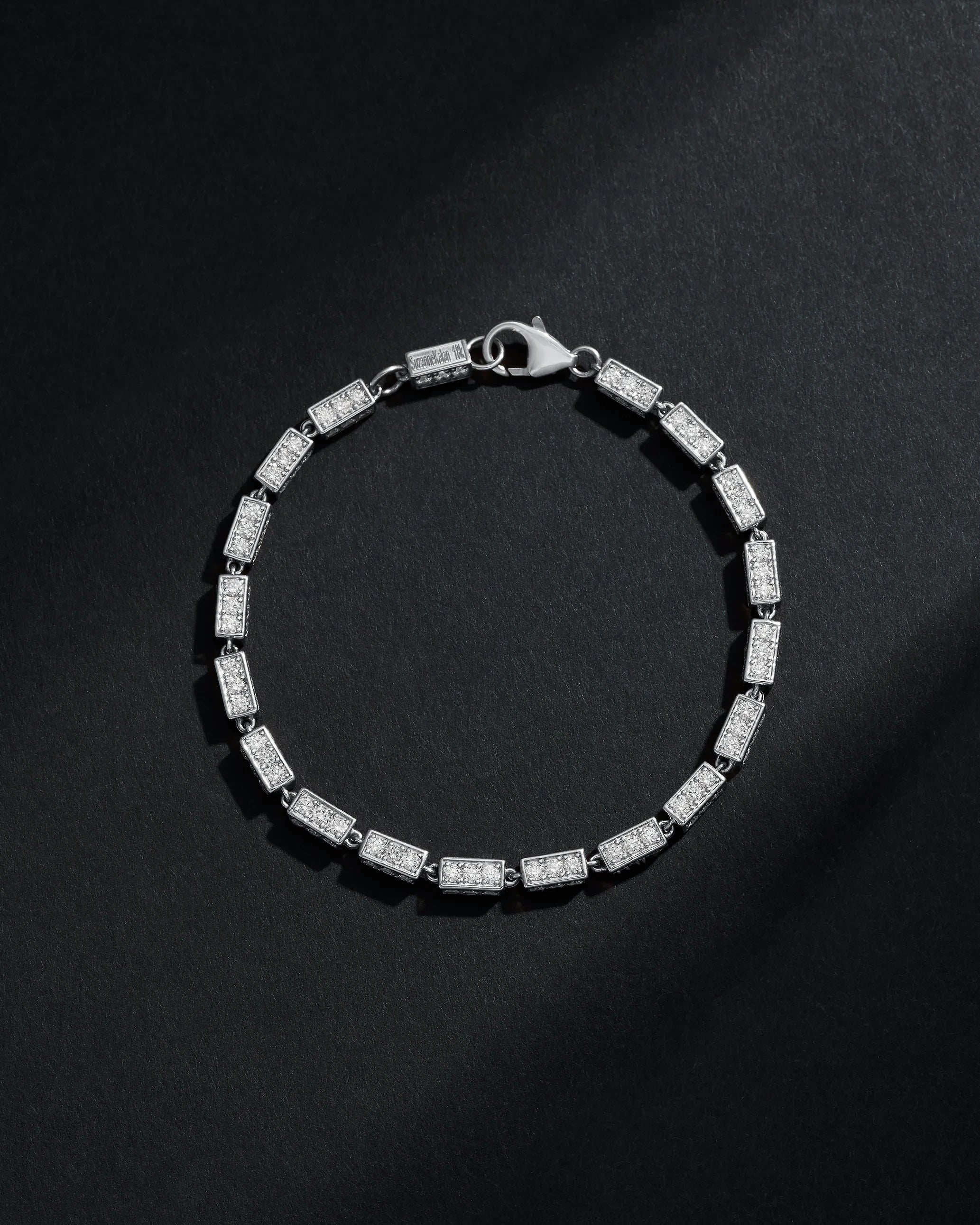 Suzanne Kalan Block-Chain Full Pave Diamond Thick Bracelet in 18k white gold