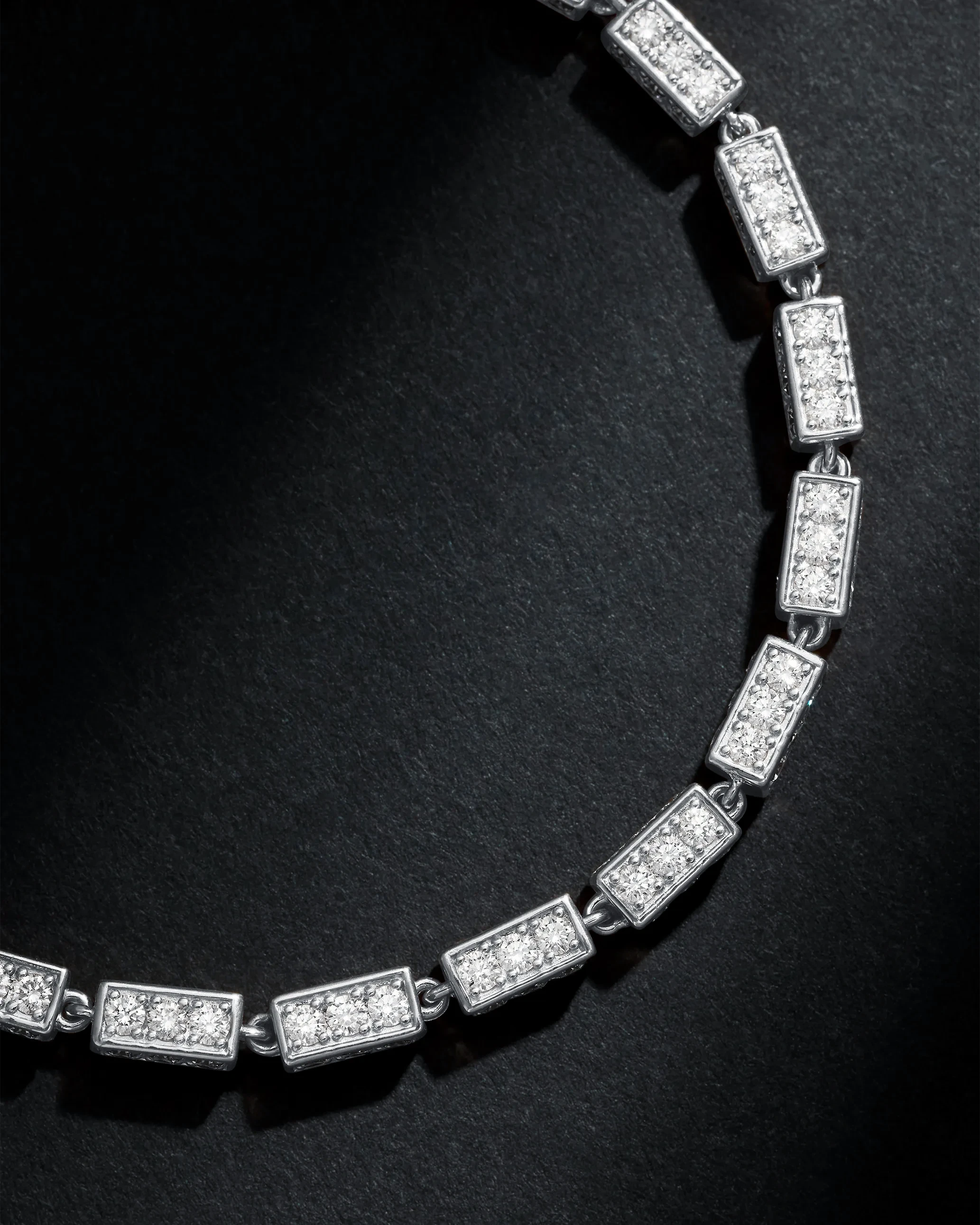 Suzanne Kalan Block-Chain Full Pave Diamond Thick Bracelet in 18k white gold