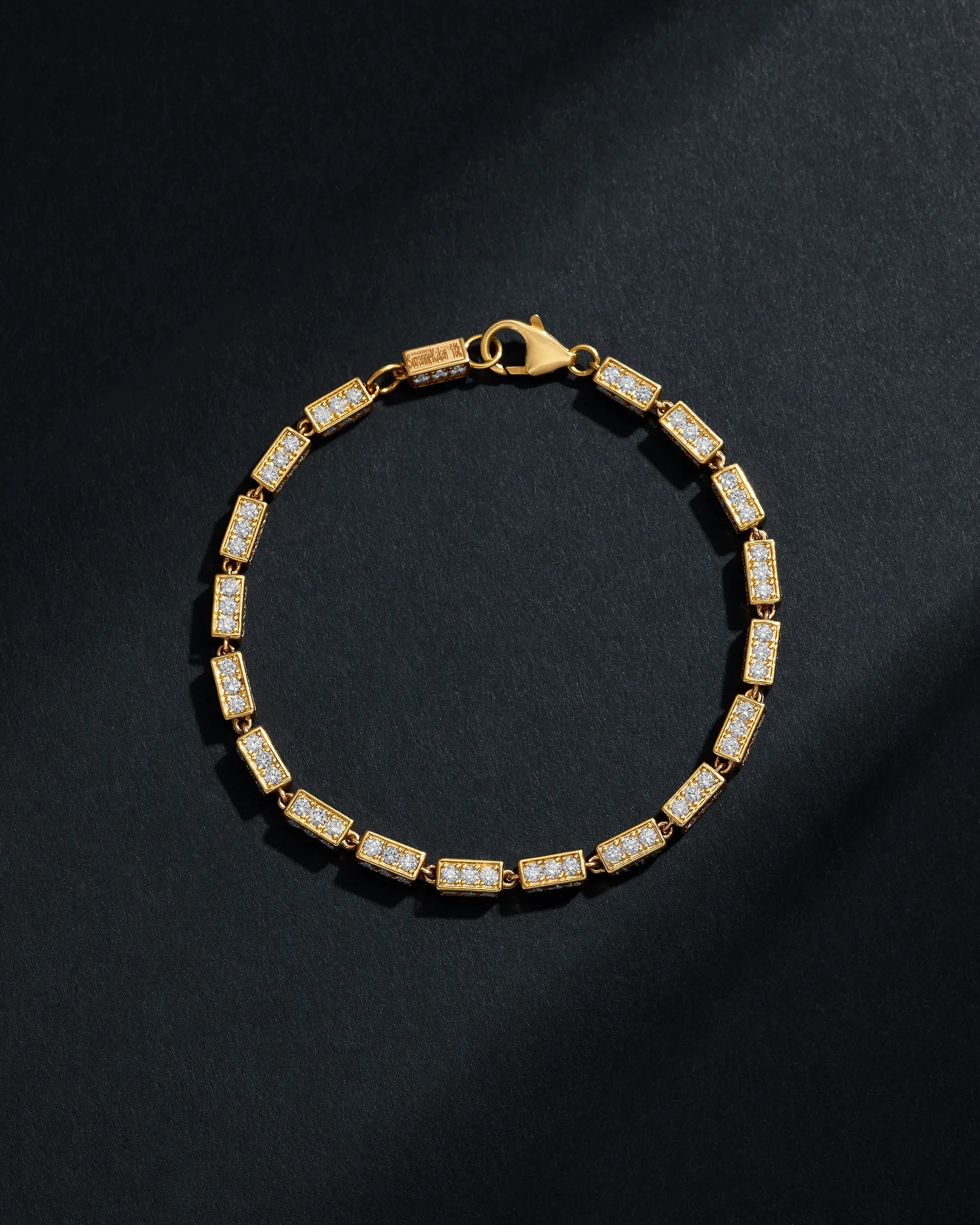 Suzanne Kalan Block-Chain Full Pave Diamond Thick Bracelet in 18k yellow gold