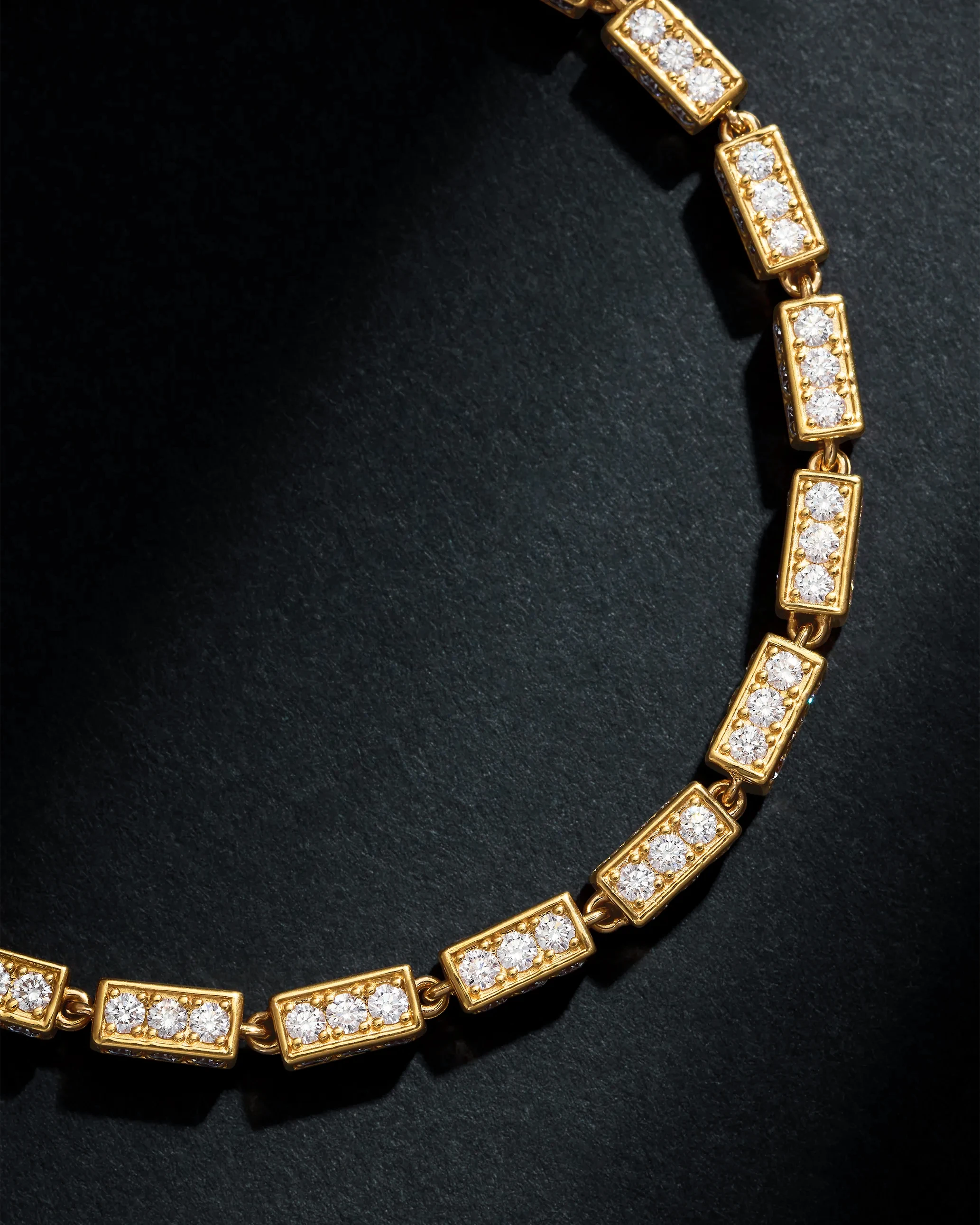 Suzanne Kalan Block-Chain Full Pave Diamond Thick Bracelet in 18k yellow gold