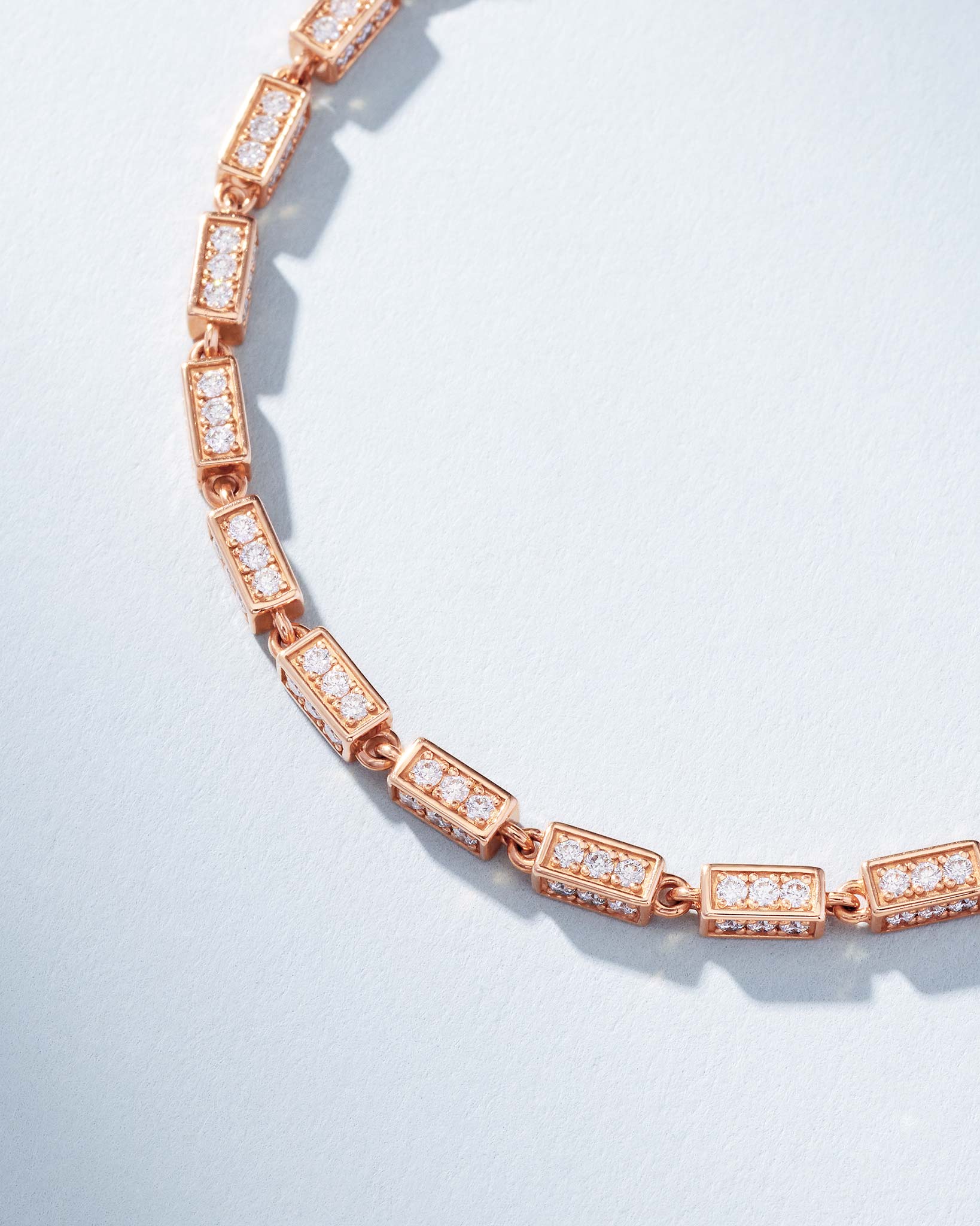 Suzanne Kalan Block-Chain Full Pave Diamond Medium Bracelet in 18k rose gold