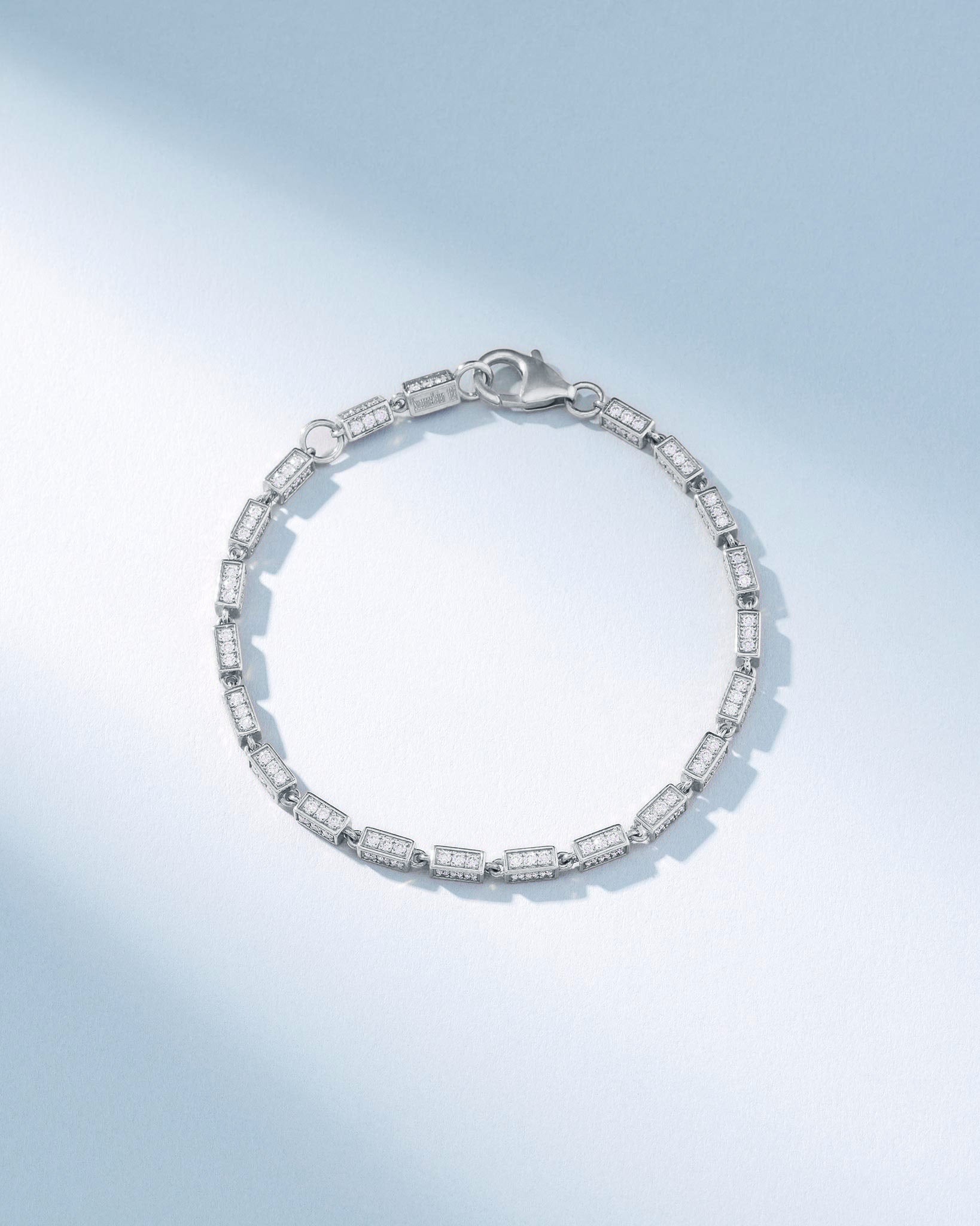 Suzanne Kalan Block-Chain Full Pave Diamond Medium Bracelet in 18k white gold