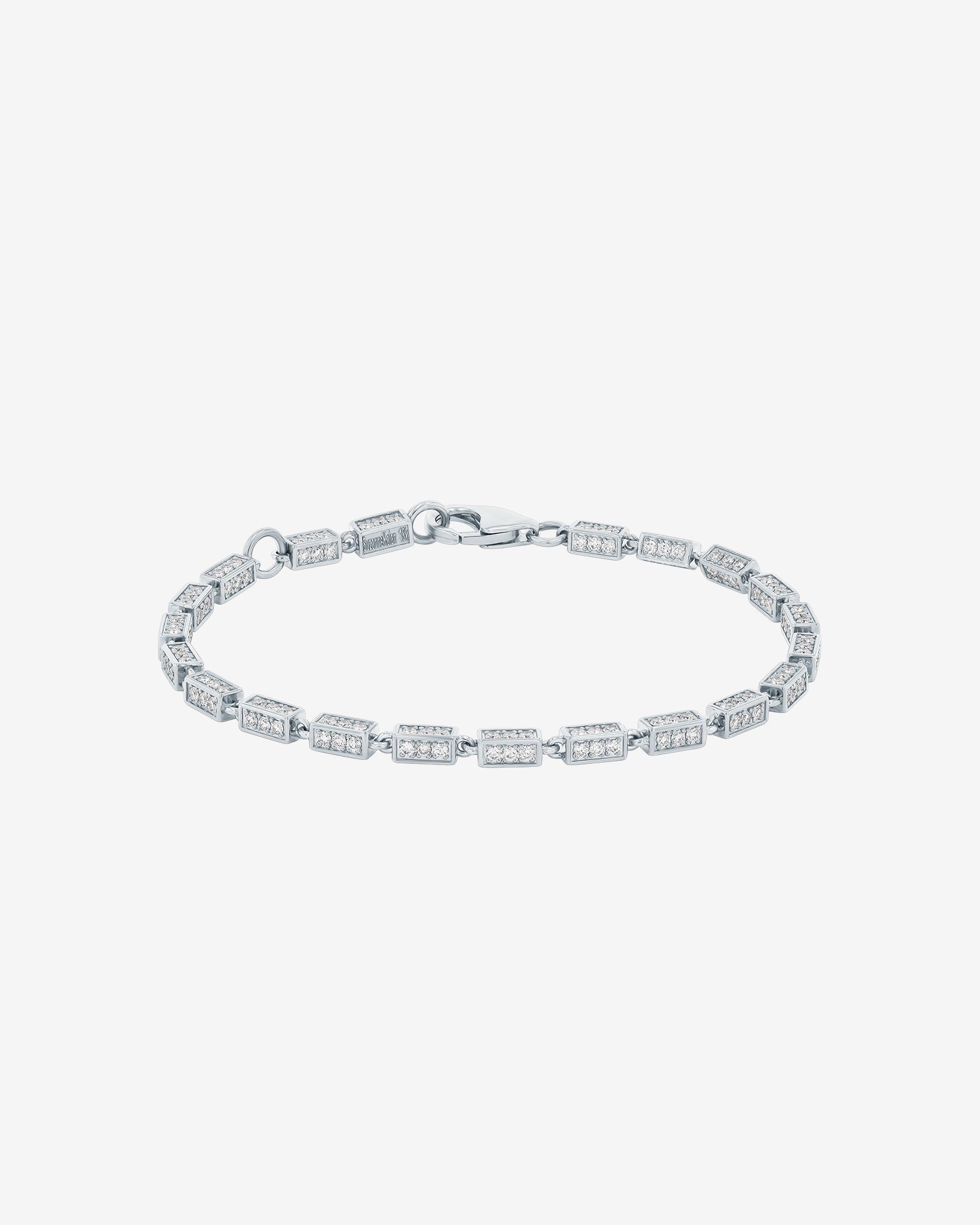 Suzanne Kalan Block-Chain Full Pave Diamond Medium Bracelet in 18k white gold