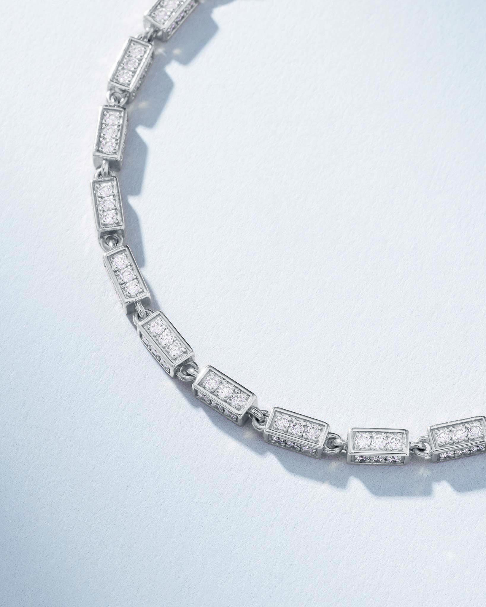 Suzanne Kalan Block-Chain Full Pave Diamond Medium Bracelet in 18k white gold