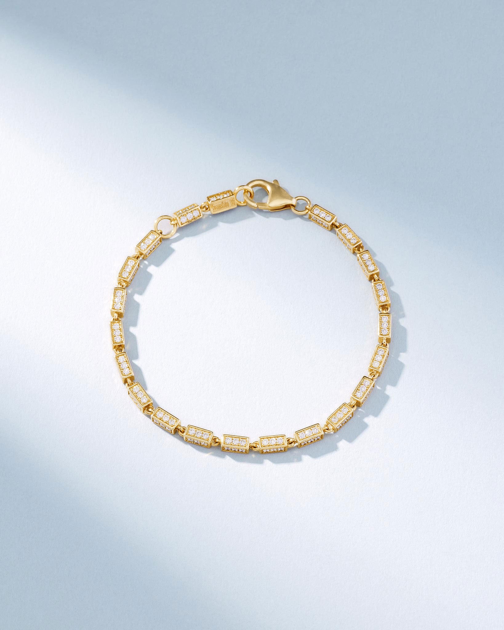 Suzanne Kalan Block-Chain Full Pave Diamond Medium Bracelet in 18k yellow gold